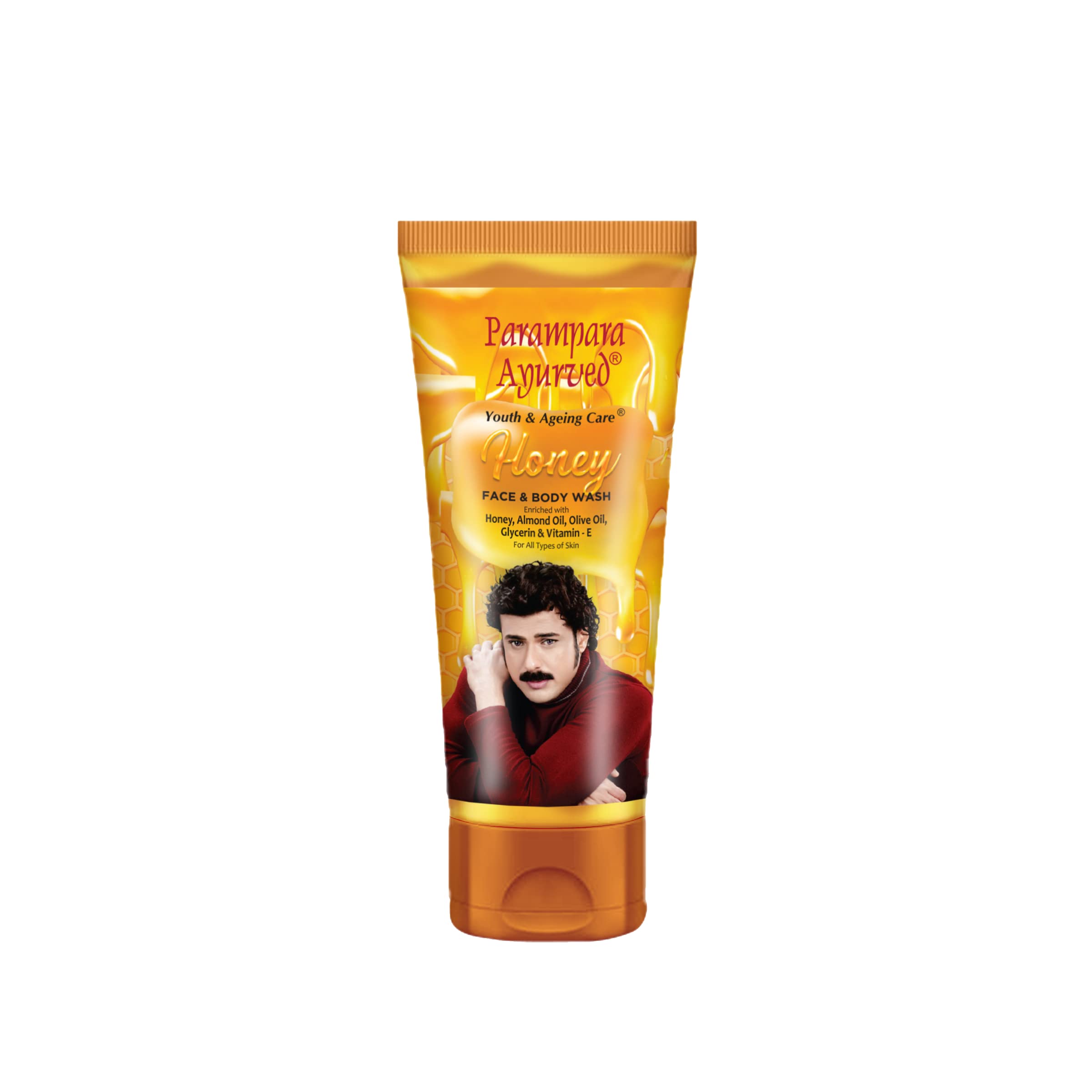 Parampara Ayurvedic Honey Face & Body Wash - Herbal Skin Cleansing Gel with Multivitamins, Glycerin & Antioxidants | Natural Moisturizer for Hydrated, Oil-Free & Glowing Skin | Acne Treatment | 75ml | Perfect for Daily Skincare Routine & Spa-Like Experience at Home