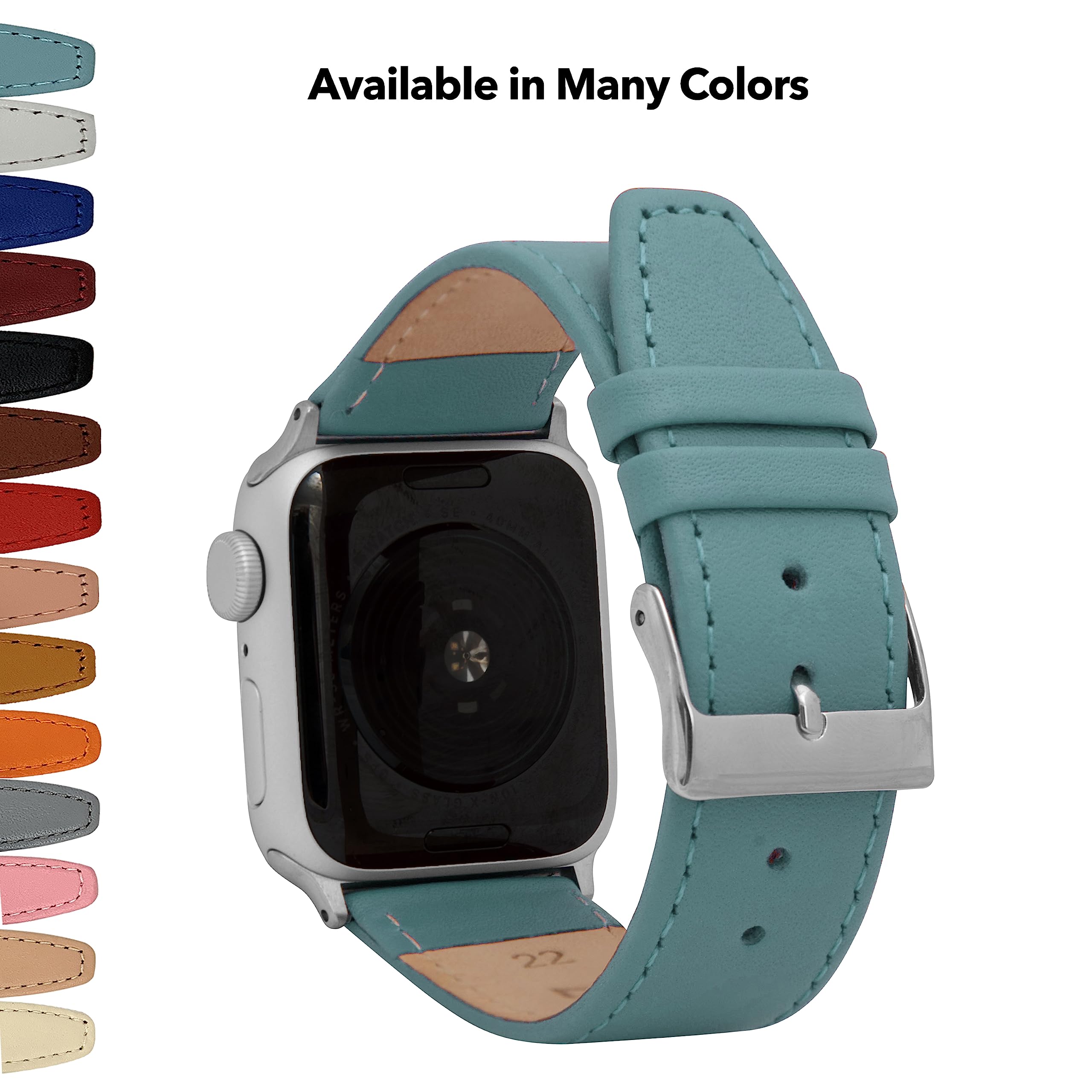 Bandini Genuine Leather Apple Watch Band for Women - Compatible with Series 10/9/8/7/6/5/4/3/2/1/SE (38mm 40mm 41mm 42mm) - Slim & Stylish Replacement Strap for Workout, Office & Everyday Wear