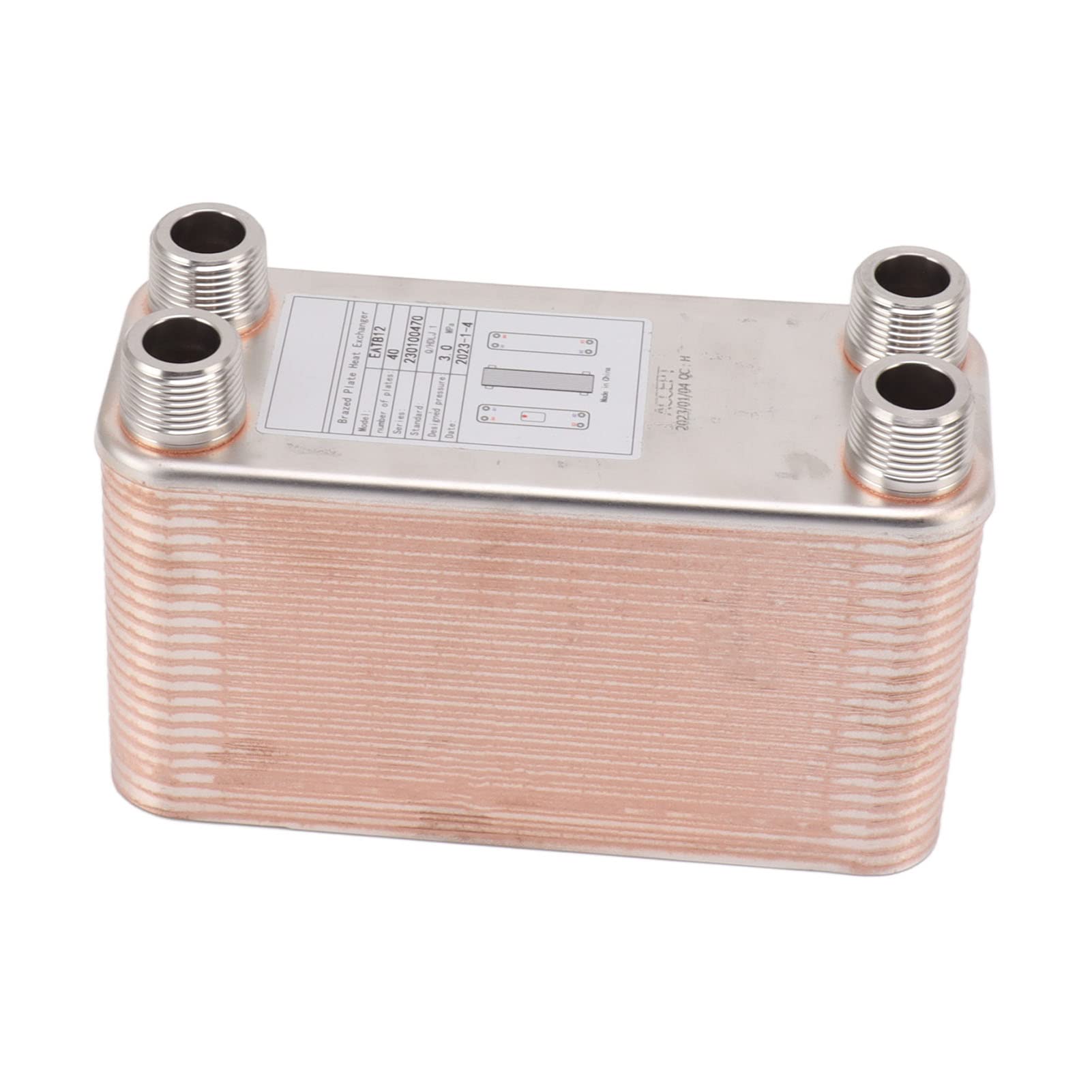 Premium Stainless Steel Plate Heat Exchanger - Heavy Duty Copper Brazed Water to Water Heat Exchanger for Wort Cooling, Beer Brewing & Hydronic Systems | Compact Design for Homebrew, Commercial Breweries & HVAC Applications