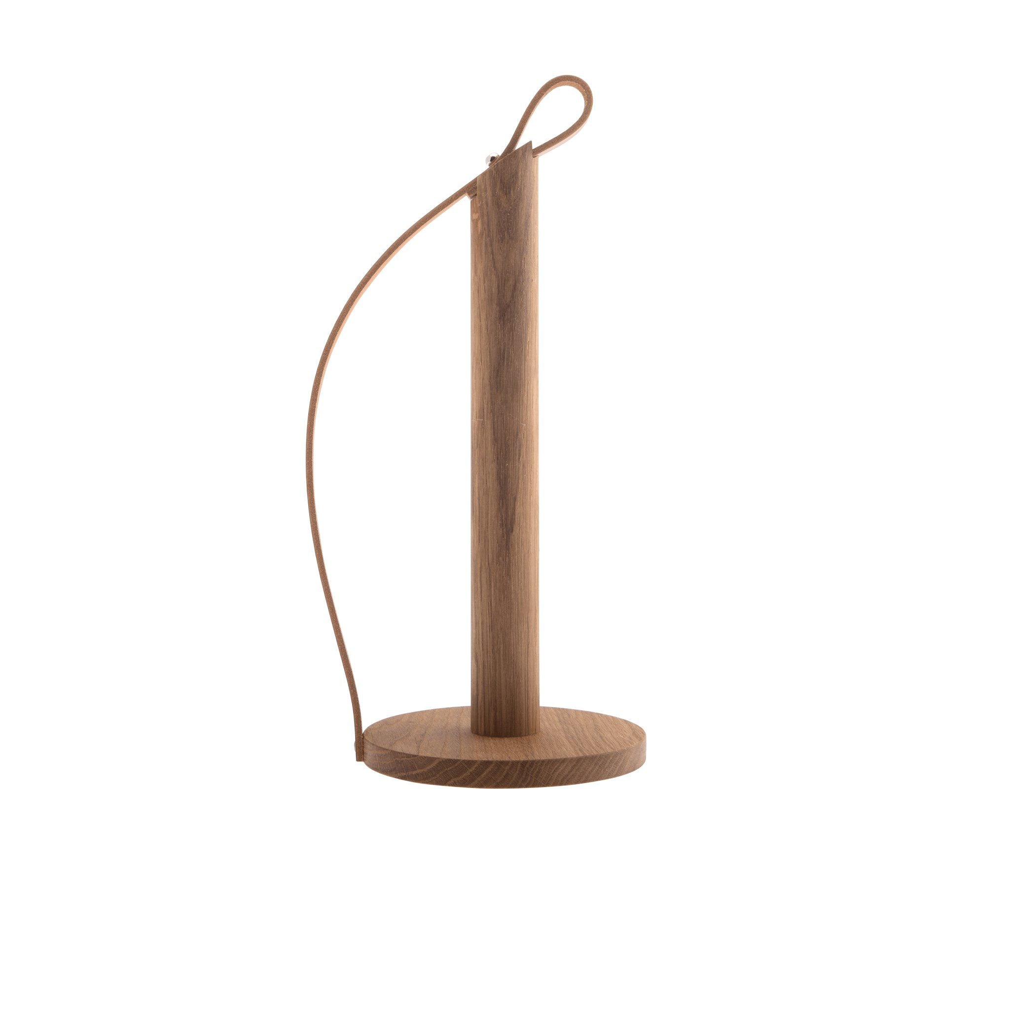 EKTA LIVING Hands-Free Paper Towel Holder - Oiled Oak & Leather Stand for Kitchen Countertop - Perfect for Cooking, Baking, and Home Organization