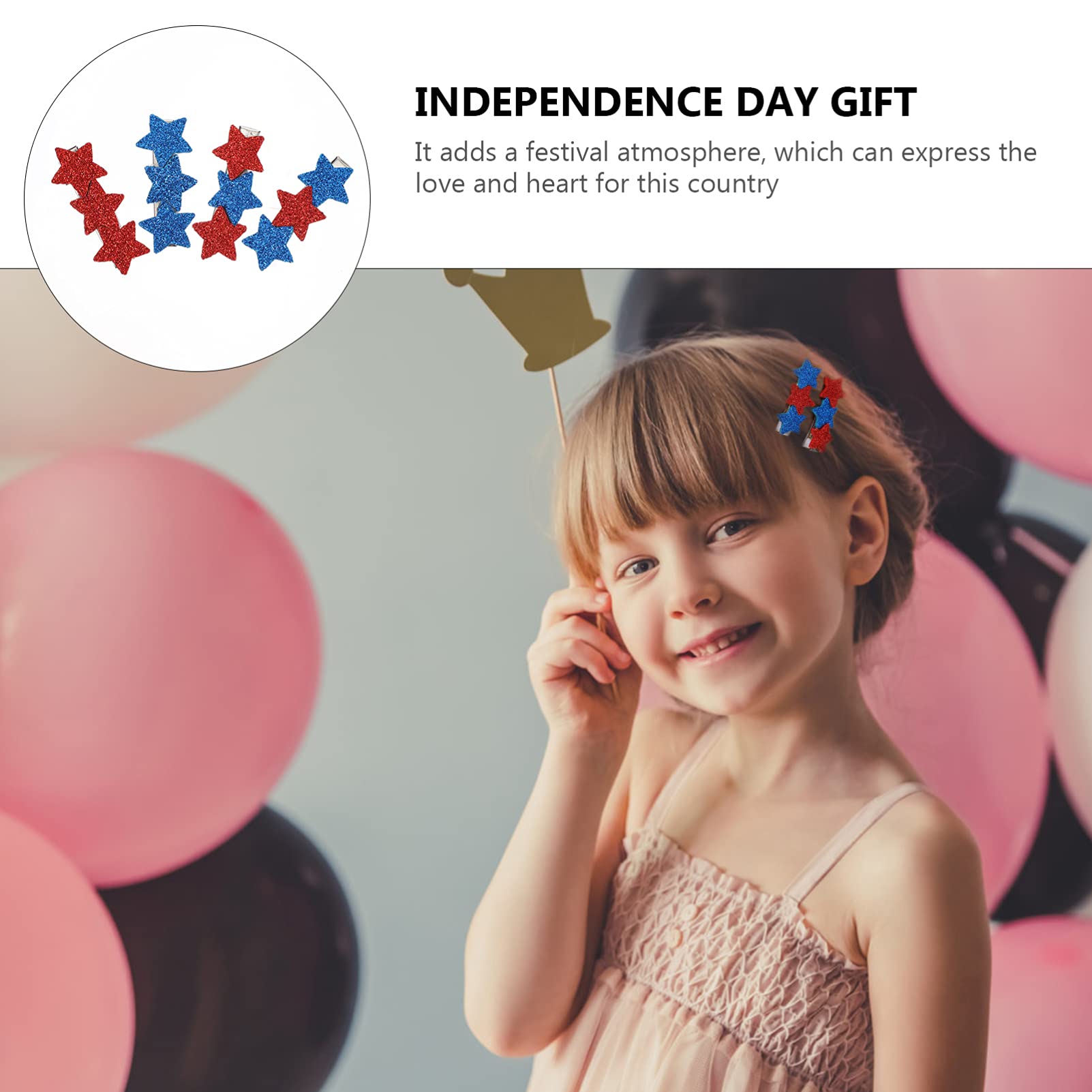 Beaupretty 8Pcs Star Hair Clips - Cute Star Shaped Hair Pins for Girls, Women | Hair Accessories for Birthday Party, Daily Wear, Independence Day, Festival | Perfect Gift for Kids & Teens (5X1.5X1.5CM) | Great for School, Cosplay, Photo Shoots & Special Occasions