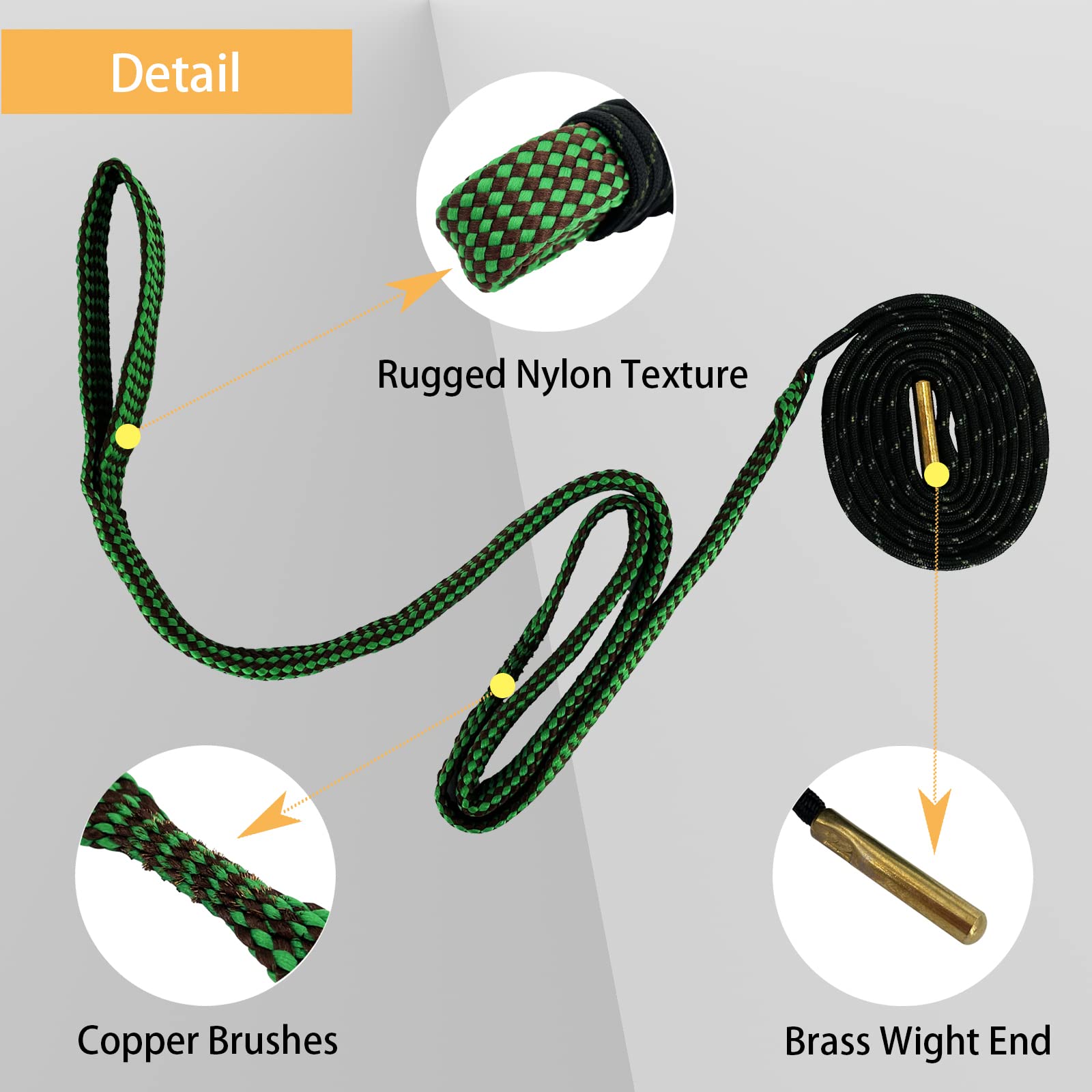 2 Pack Gun Cleaning Snake - Rifle Bore Cleaning Rope for Pistol, Handgun, Shotgun (.22, .223, 5.56mm, .380, 9mm, 12GA, .308, .357, .44, .45 Caliber) | Perfect for Range Days & Home Firearm Maintenance