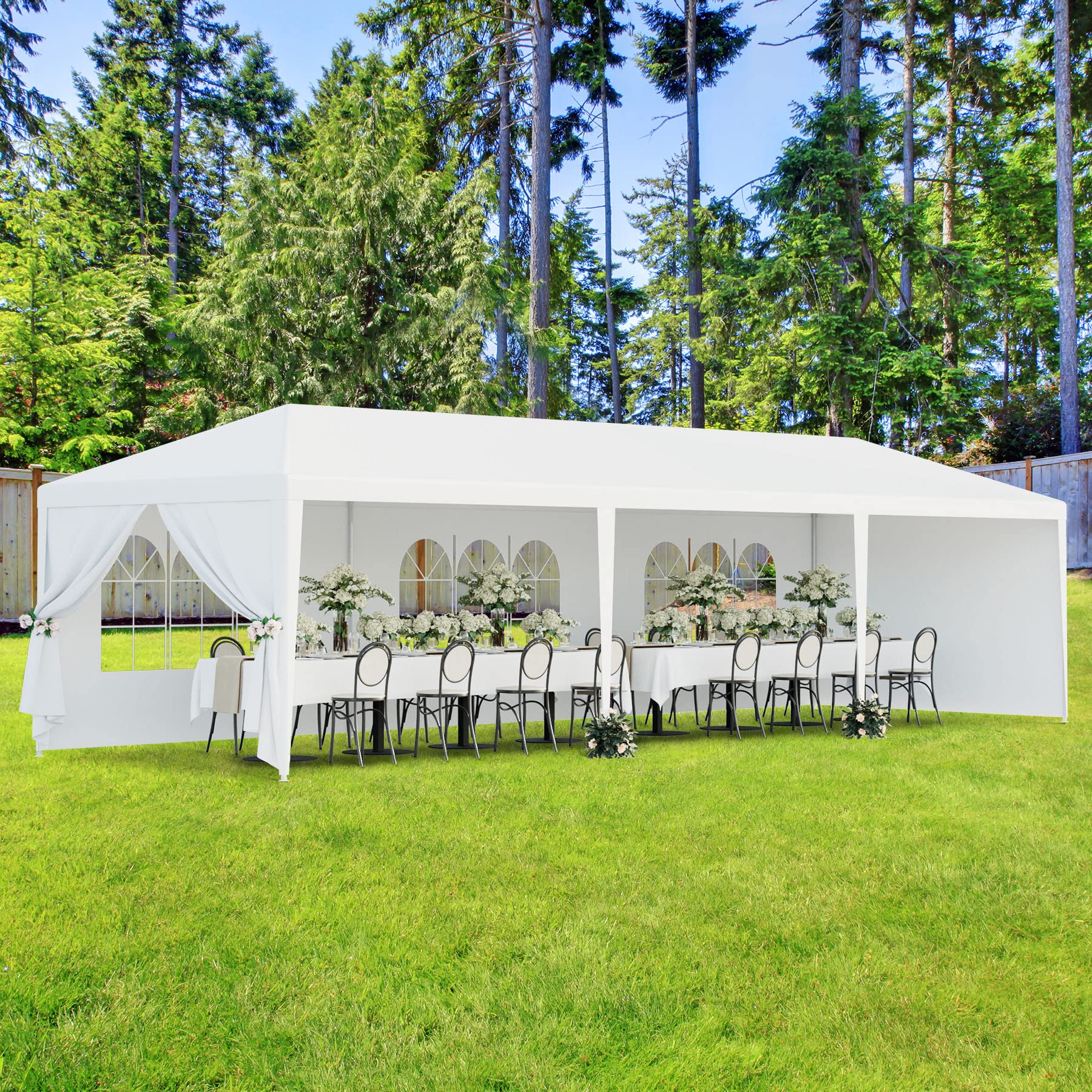 10x30 Heavy Duty Waterproof Party Tent - Outdoor Wedding Canopy with Removable Sidewalls - White Gazebo Shelter for BBQ, Events & Parties - Perfect for Backyard Gatherings, Festivals & Commercial Use