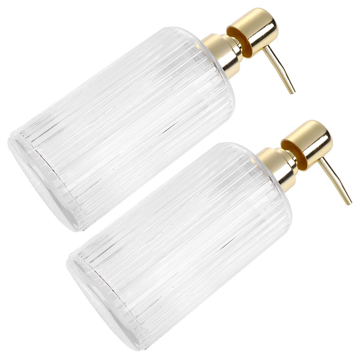 Hemoton 2-Pack Glass Soap Dispenser Bottles with Pump - 16oz Empty Liquid Containers for Shampoo, Lotion & Hand Soap - Refillable Kitchen & Bathroom Dispenser for Travel Toiletries & Home Use