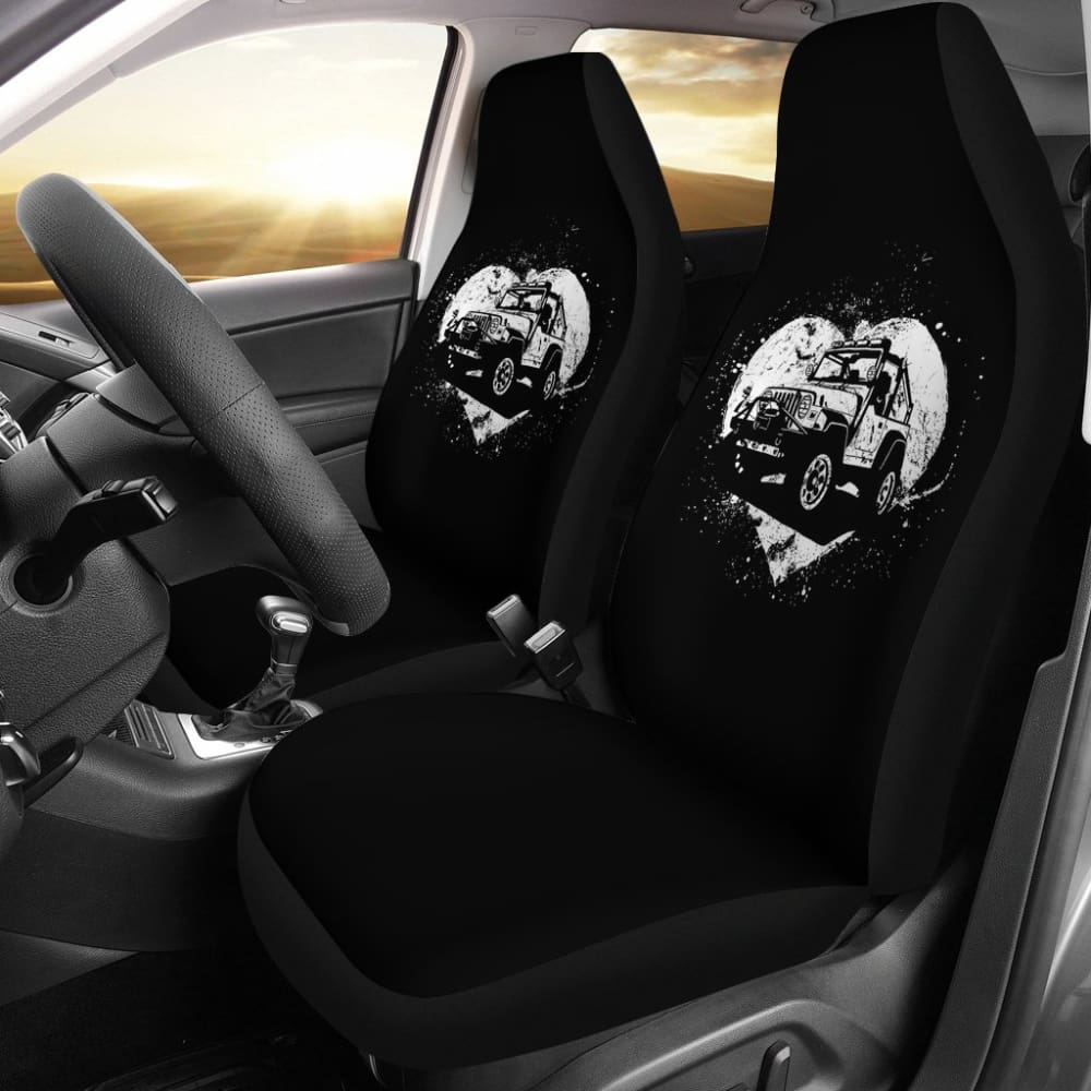 Premium Love Heart Jeep Car Seat Covers - Waterproof & Universal Fit for Wrangler, Cherokee, Grand Cherokee - Perfect for Valentine's Day Gifts & Couples Road Trips