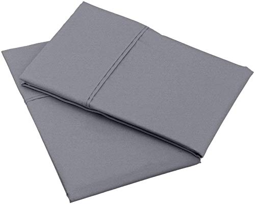 100% Organic Cotton King Size Pillowcases - Set of 2, 400 Thread Count Sateen Weave - Super Soft & Breathable Bedding (Dark Grey) for Luxury Home & Hotel Comfort