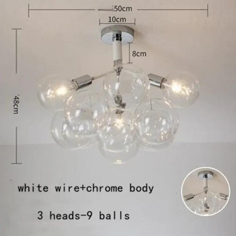 Elegant Transparent Glass Bubble Chandelier - Modern Artistic Lighting Fixture for Dining Room, Living Room & Bedroom Decor