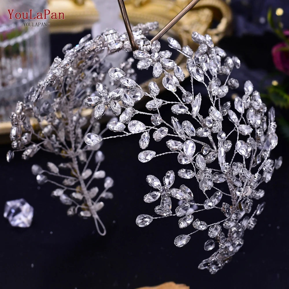 Sparkling Rhinestone Bridal Tiara - Elegant Crystal Wedding Headpiece for Bride, Princess, Prom & Special Occasions