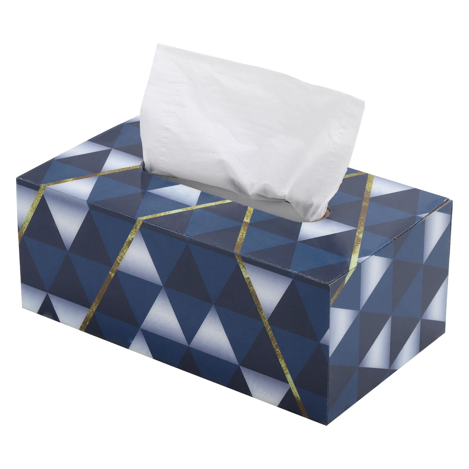 Blue Checker Rectangular Tissue Box Cover - Stylish Facial Napkin Holder & Dryer Sheet Dispenser for Bathroom, Kitchen, Office, Car & Nightstand - Perfect for Home Decor & Organization
