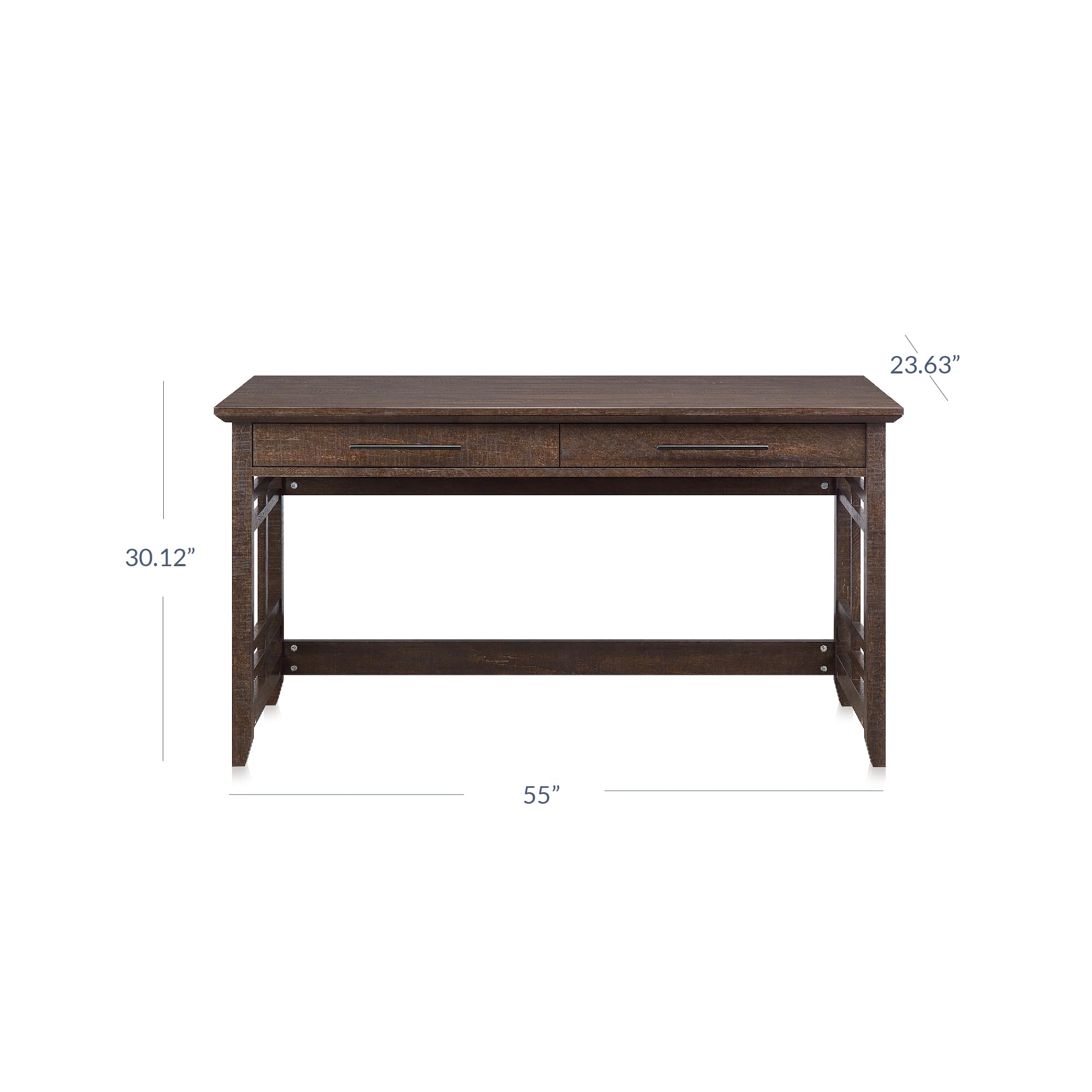BELLEZE 55 Inch Modern Simple Home Office Computer Desk with Drawers - Wooden Study Table & Laptop Workstation - Norrell Espresso Finish - Perfect for Small Spaces, Remote Work & Student Dorm Rooms