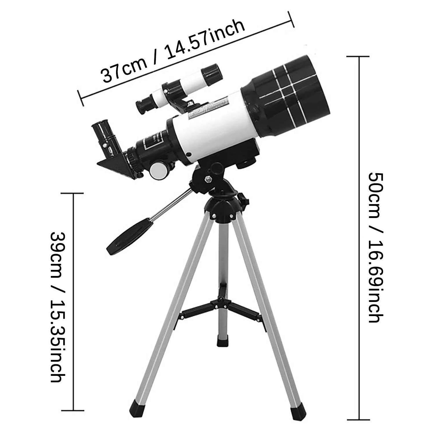 70mm Aperture 300mm Refractor Telescope for Astronomy - Portable Telescope for Kids, Adults & Beginners with Adjustable Tripod & Phone Adapter - Perfect for Stargazing, Moon Observation & Astrophotography
