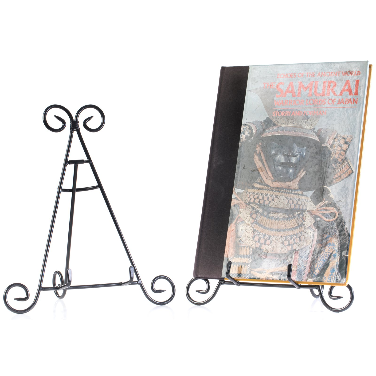 HUJI 12-Inch Heavy Duty Iron Display Stand - Perfect for Home & Kitchen Decor, Platters, Pictures, Photo Frames, Books - Ideal for Shelf Decor, Tabletop Displays, and Wall Art Organization