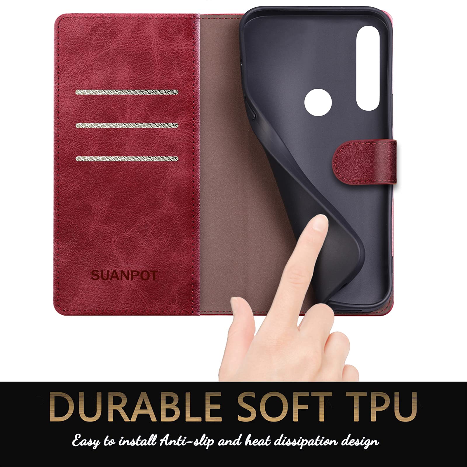 Leather Wallet Case for Motorola Moto G Power 2020 (Not 2021) - RFID Blocking Flip Folio Cover with Credit Card Holder | Shockproof Protection for Men & Women | Perfect for Work, Travel & Daily Use (Red)