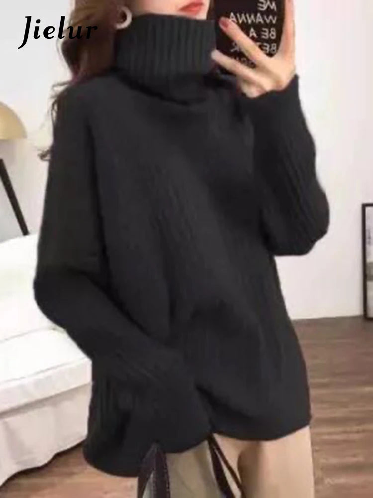 9 Color Women's Loose Knit Turtleneck Sweater - Long Sleeve Solid Pullover for Autumn & Winter | Casual Blue & Other Colors | Perfect for Office Wear, Weekend Outfits and Holiday Fashion