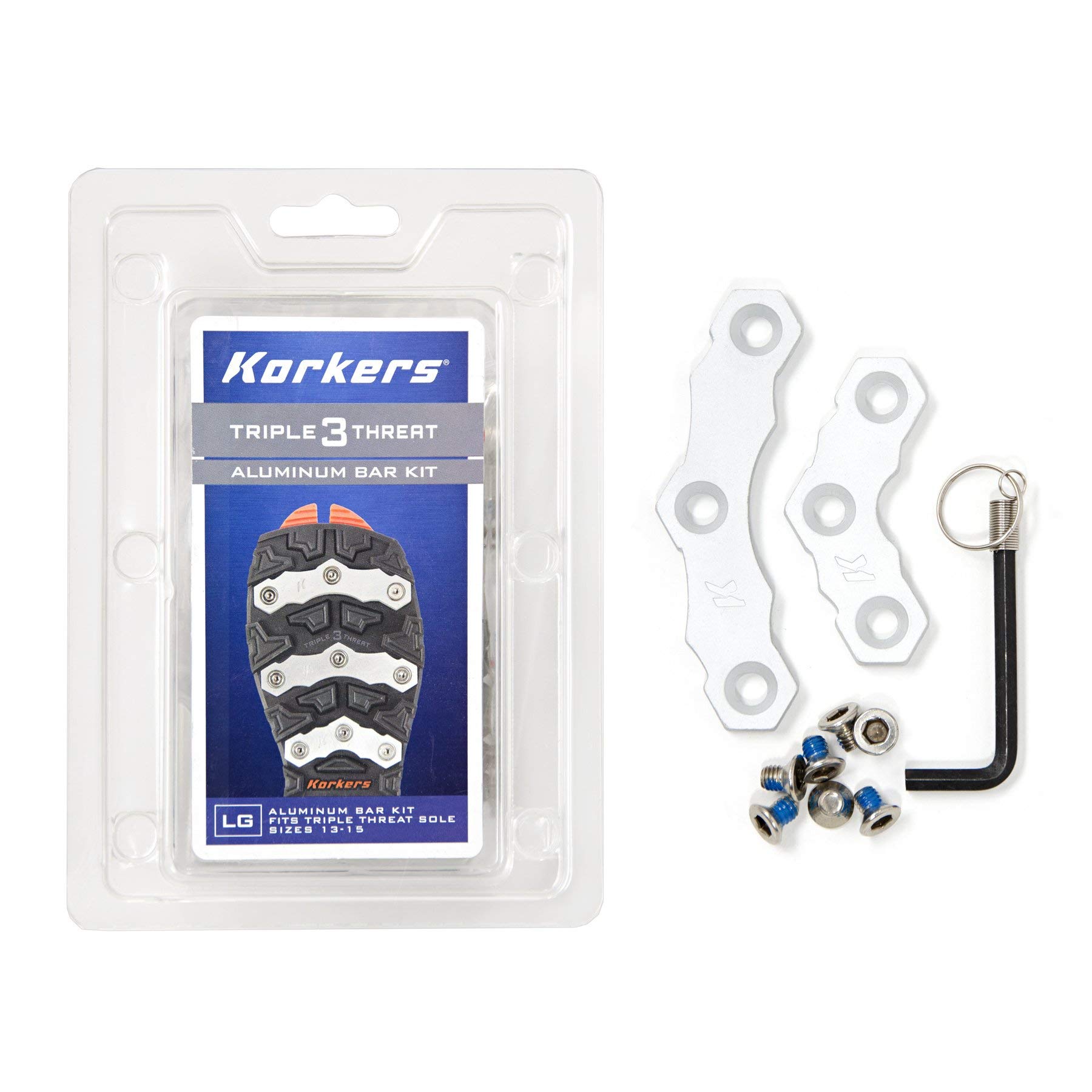 Korkers Triple Threat Aluminum Bars with Screws - 10 Pack Heavy Duty Fishing Wading Boot Studs for Enhanced Traction on Slippery Rocks and Riverbeds