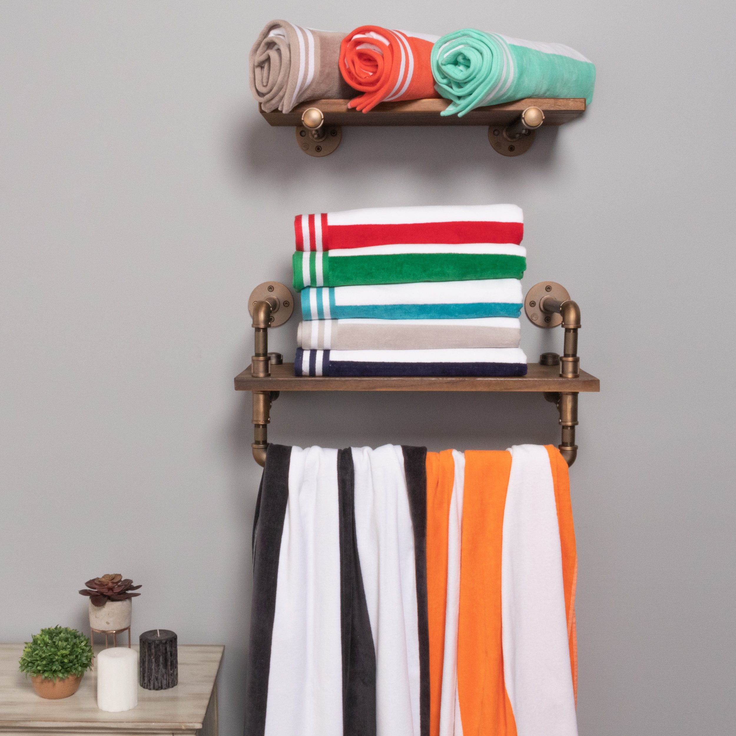 Premium Cabana Stripe Oversized Cotton Beach Towel Set of 2, 4, or 6 - Soft, Absorbent & Quick-Drying for Pool, Beach, Vacation & Spa Use