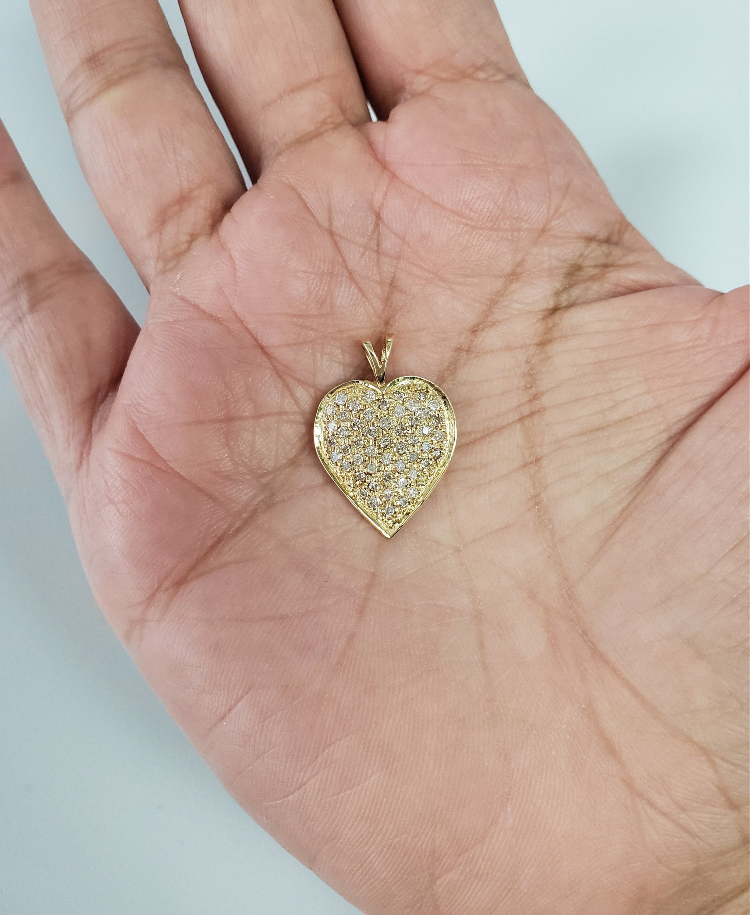 14K Yellow Gold Diamond Pave Heart Necklace - 0.46cttw Sparkling Jewelry for Valentine's Day, Anniversary & Romantic Gifts