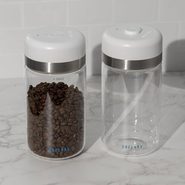 Shelbru Smart Coffee Canister - Airtight, Freshness Preserving Coffee Storage Container with Built-in Timer & Scoop - Perfect for Kitchen, Office, or Camping Use