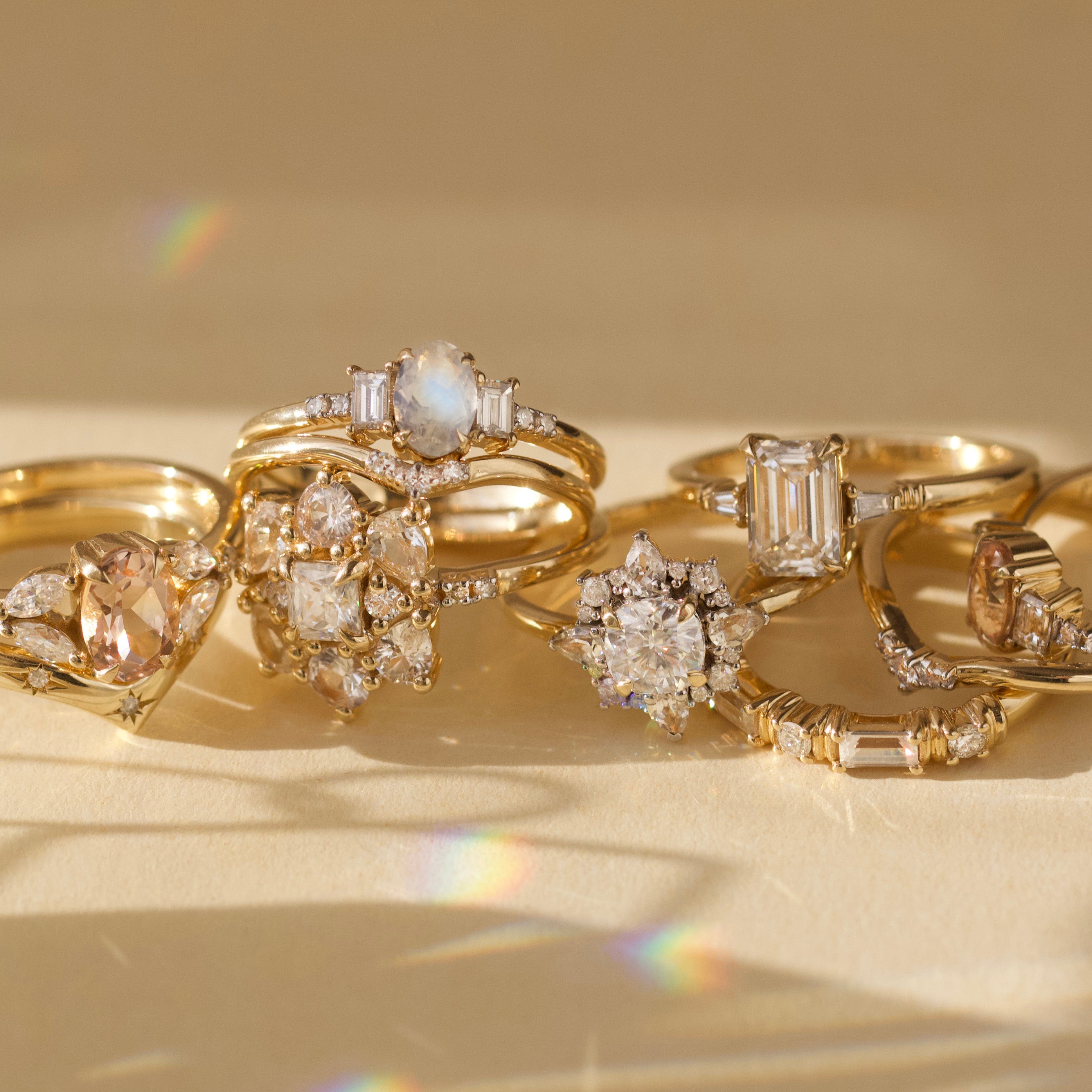 Estella Moonstone & Diamond Engagement Ring Set – Elegant Wedding & Promise Ring for Women – Perfect for Proposals, Anniversaries & Special Occasions