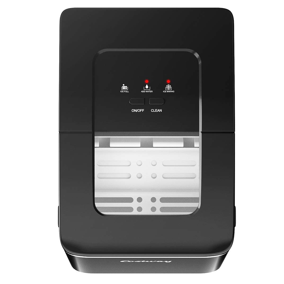 COSTWAY 26Lbs/24H Portable Countertop Ice Maker with Self-Cleaning Function - Makes Bullet Ice Cubes in 8 Minutes - Includes Scoop & Removable Basket - Perfect for Home, Office, Parties, Bars, and Outdoor Gatherings - Black