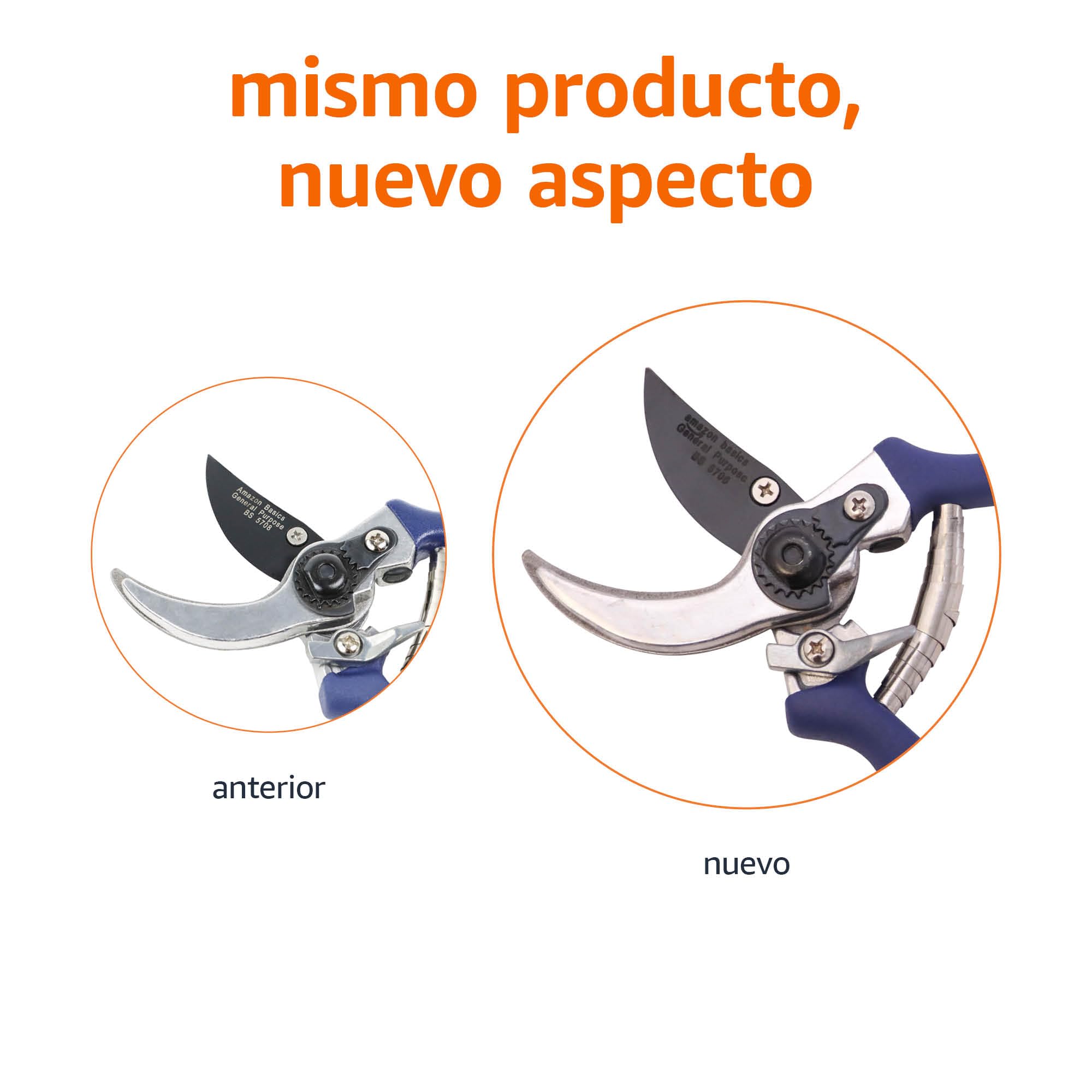 Amazon Basics Pruning Shears, Blue - Sharp Garden Scissors for Trimming Plants, Flowers, and Shrubs - Ideal for Home Gardening, Landscaping, and DIY Projects