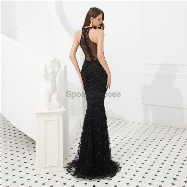 Elegant Black Beaded Lace Mermaid Prom Dress for Evening Party & Formal Events - Perfect for Prom Night, Homecoming, and Special Occasions