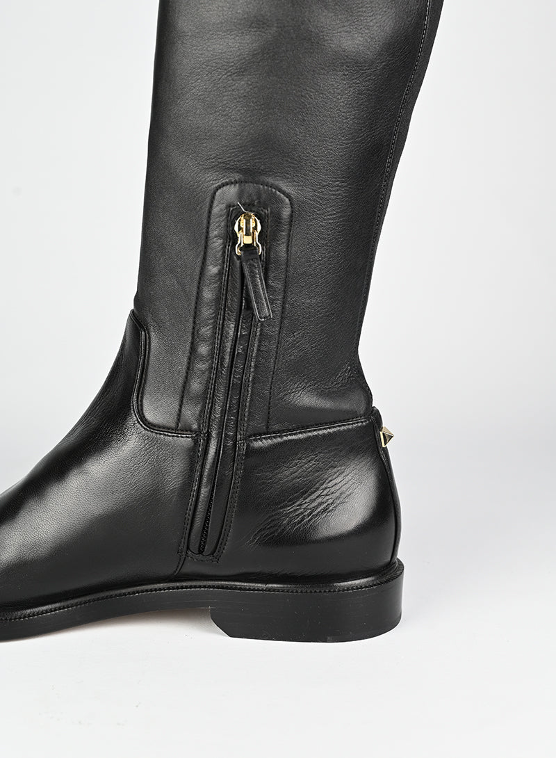 Valentino Black Thigh High Boots Size 39 - Elegant & Stylish for Evening Parties & Night Out