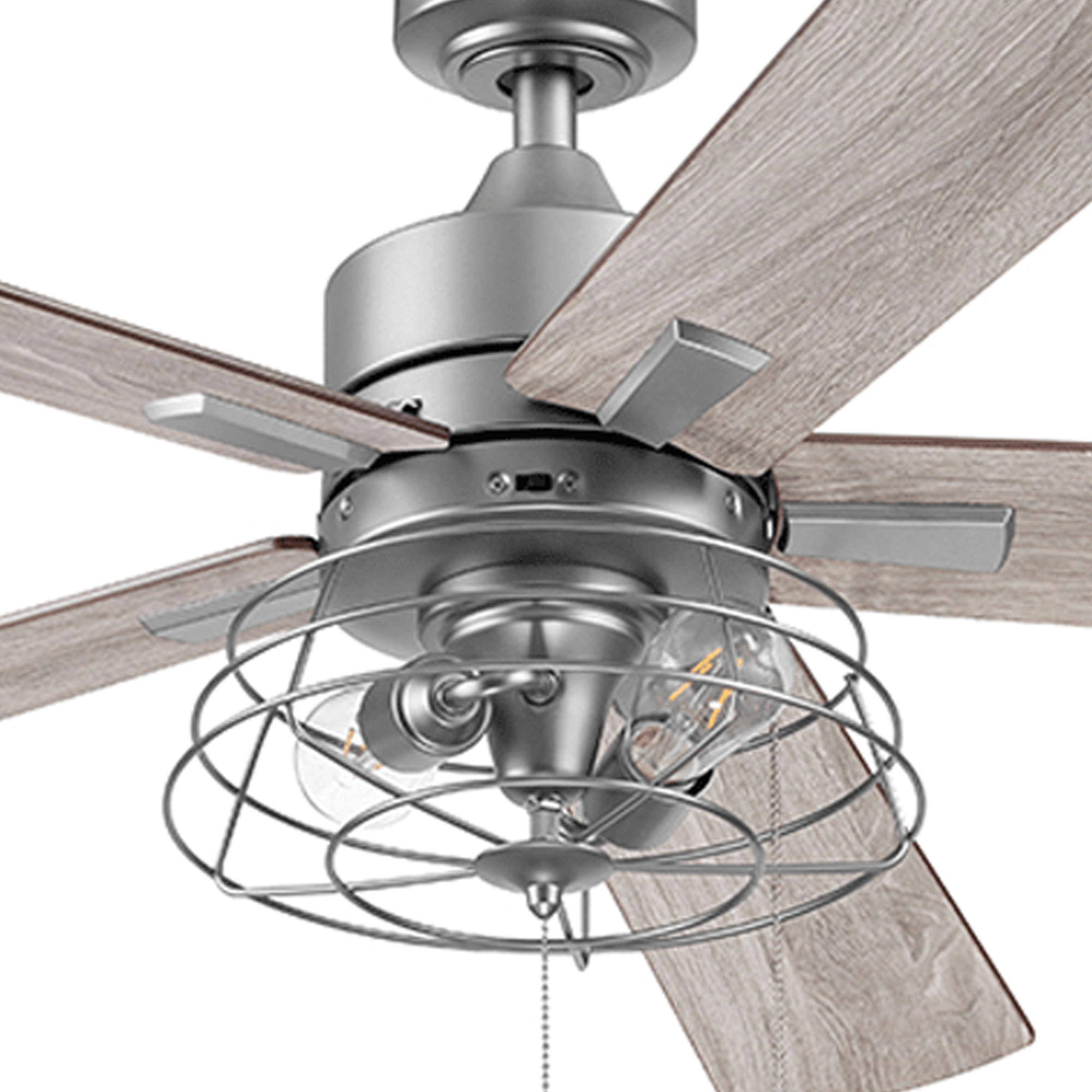 52 Inch Marshall Pewter Ceiling Fan with Pull Chain - Modern Indoor Ceiling Fan for Living Room, Bedroom, and Office - Energy Efficient with Quiet Motor
