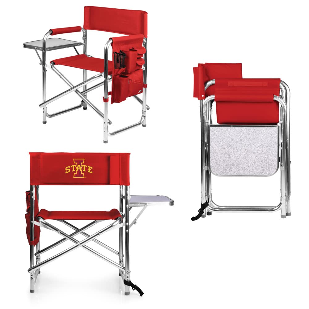 PICNIC TIME NCAA California Bears Folding Sports Chair with Side Table - Portable Beach & Camping Chair for Adults - Perfect for Tailgating, Outdoor Concerts & Picnics