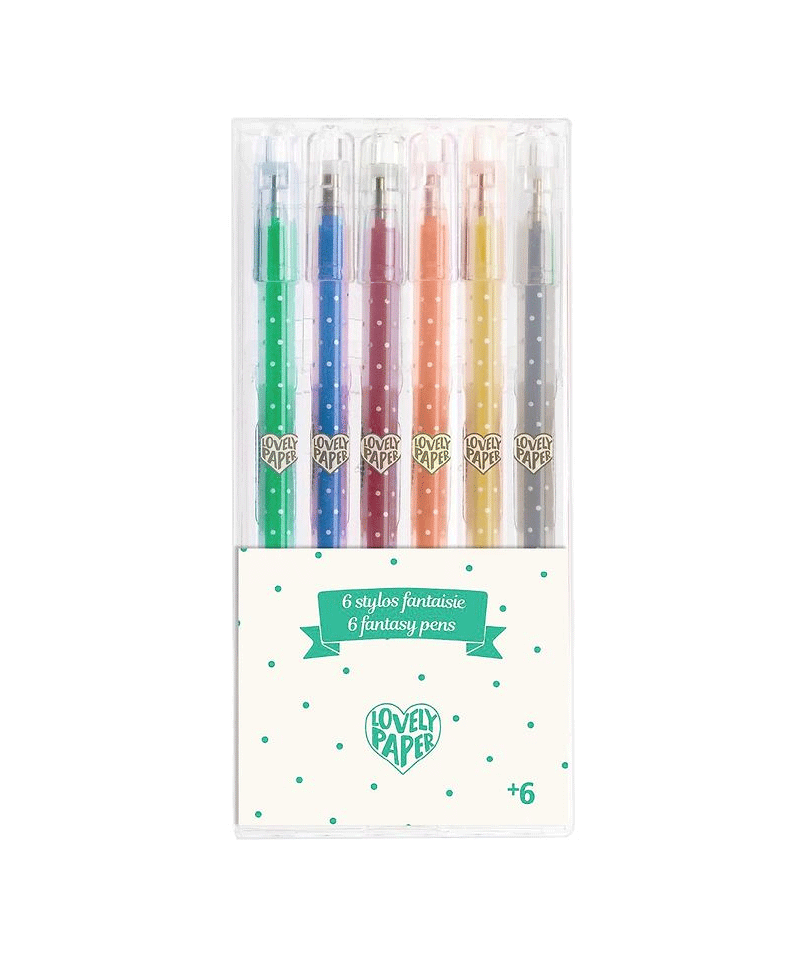 Set of 6 Glitter Gel Pens by Djeco - Vibrant Colors for Scrapbooking, Journaling & DIY Crafts - Perfect for Kids & Adults Art Projects