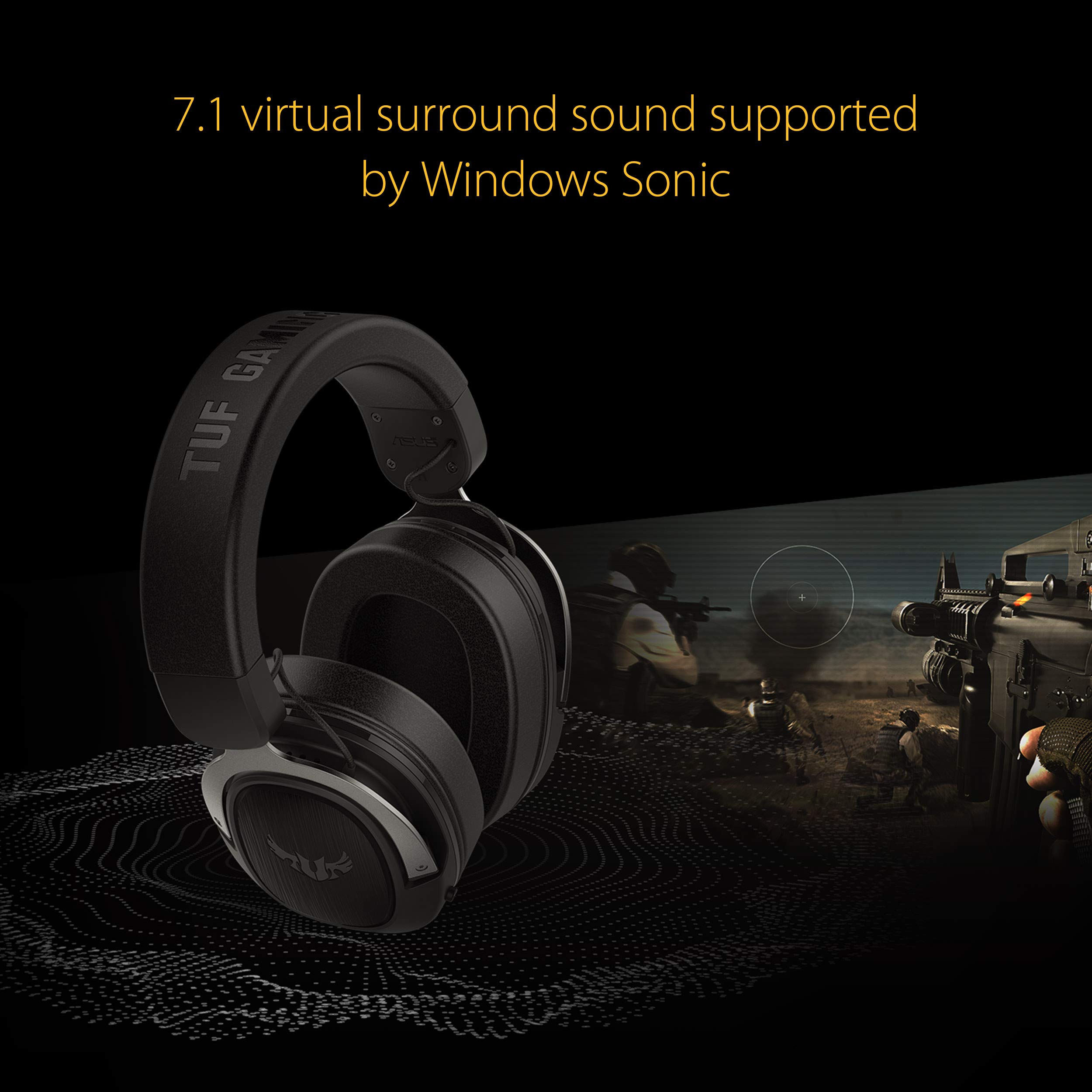 ASUS TUF Gaming H3 Gun Metal Wired Gaming Headset with 7.1 Virtual Surround Sound, Stainless Steel Headband & Cooling Ear Cushions for PC, PS4, Xbox One, Nintendo Switch - Perfect for Competitive Gaming, Streaming & Long Gaming Sessions