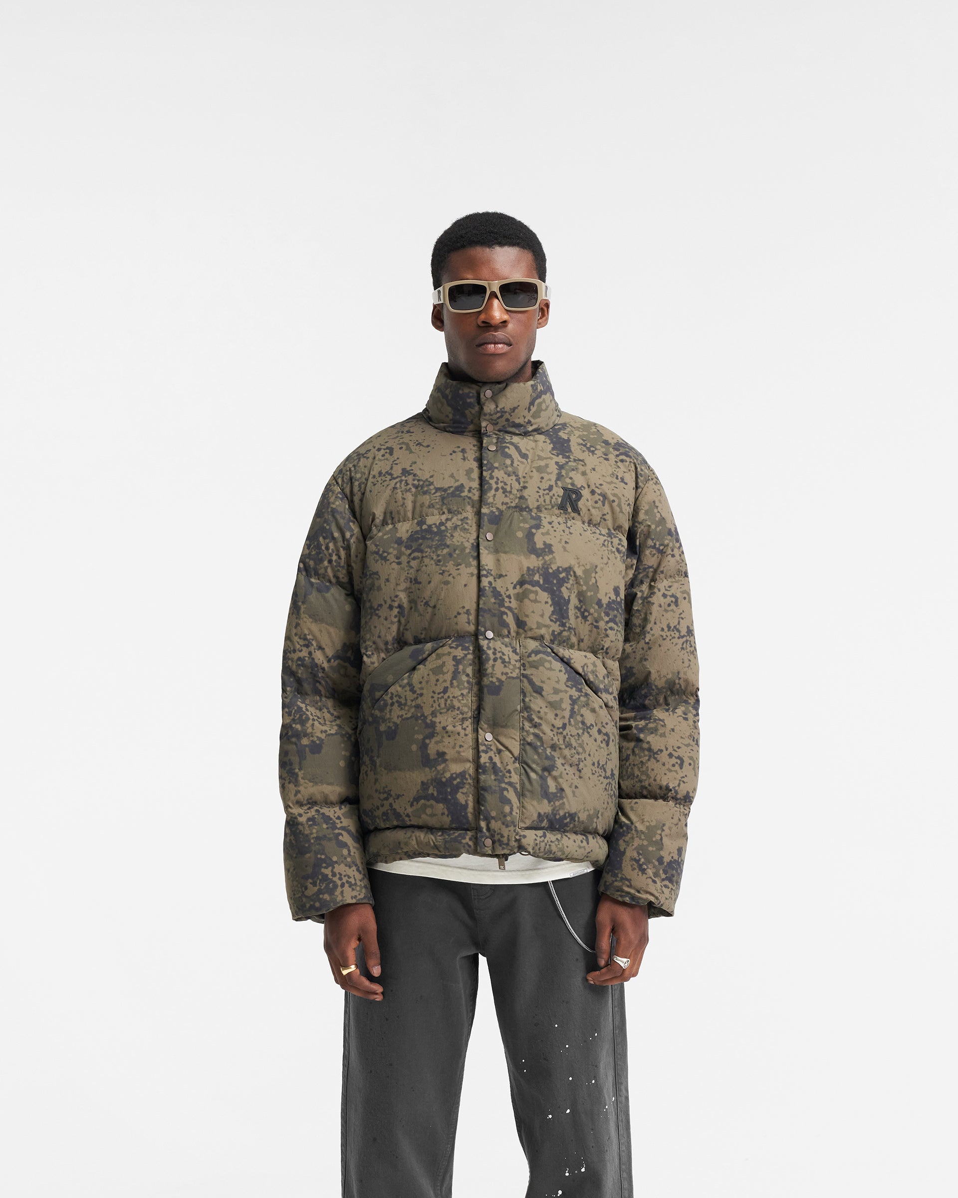 Men's Warm Camo Puffer Jacket - Lightweight Winter Coat for Outdoor Activities, Hunting & Hiking - Waterproof Windbreaker with Hood