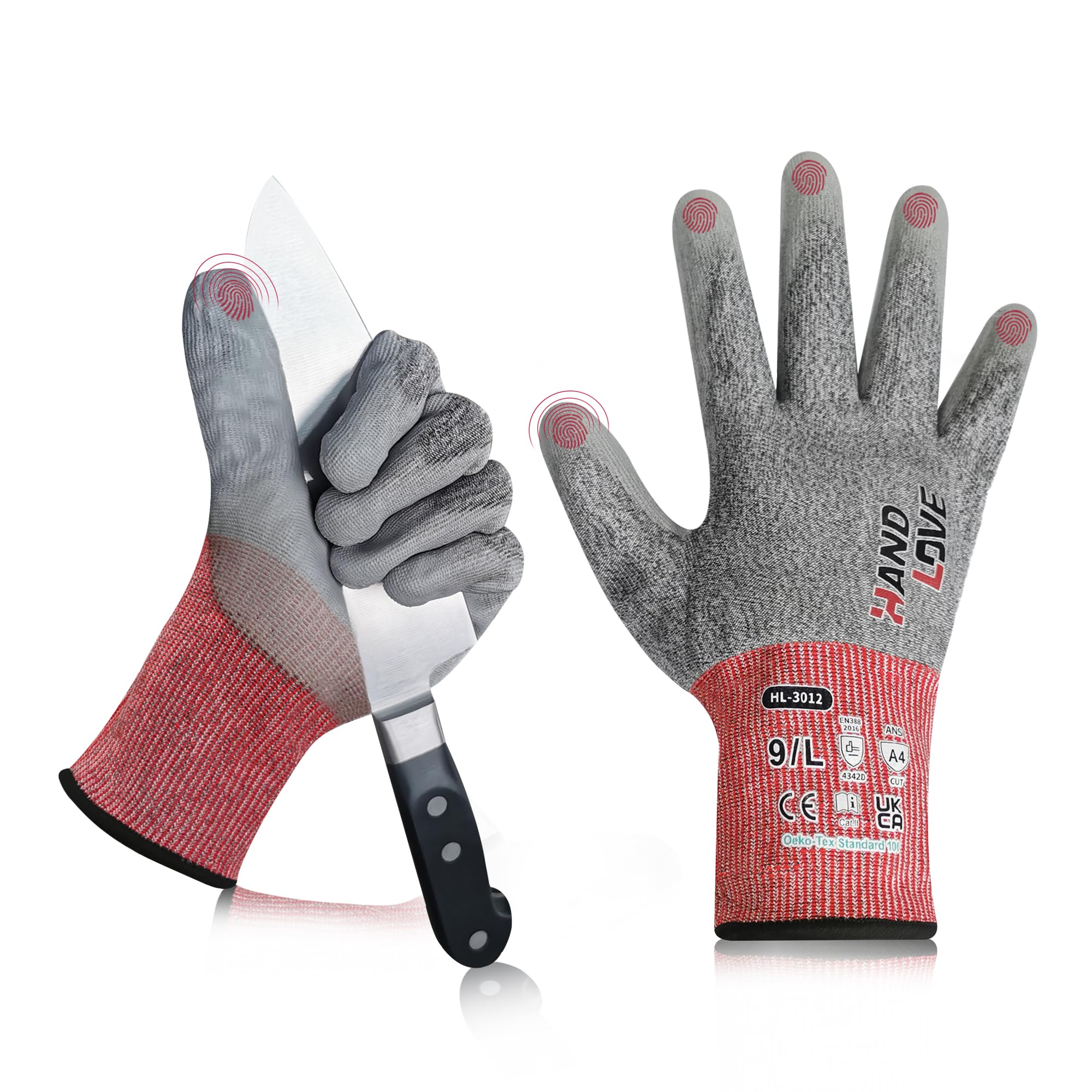 Premium Cut Resistant Gloves - PU Coated Cut Proof Work Gloves - 18 Gauge Ultra-Light & Thin - Breathable & Touchscreen Compatible (2 Pairs, Size M) - Ideal for Construction, Kitchen, Gardening & DIY Projects