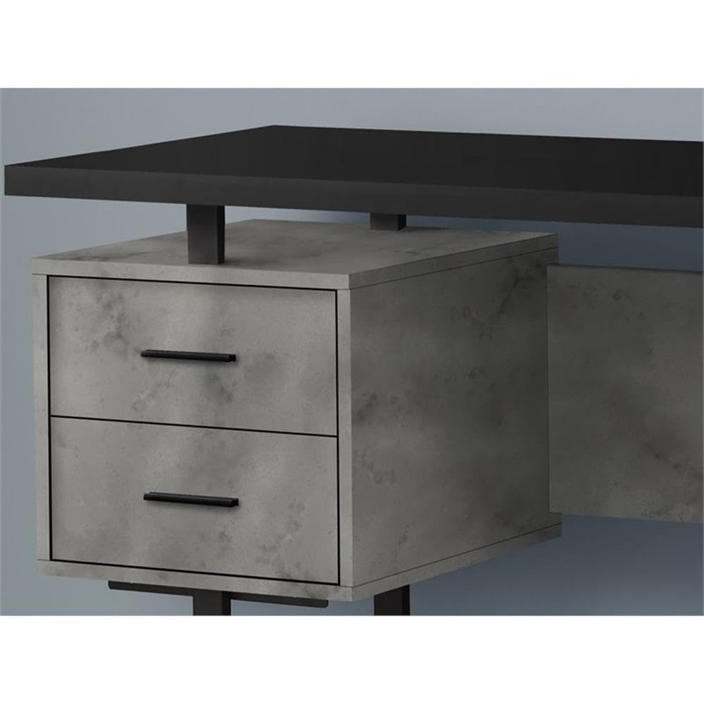 Reversible Wooden Floating Computer Desk - Black & Gray - Space-Saving Home Office Desk for Small Spaces, Bedroom, or Dorm Room