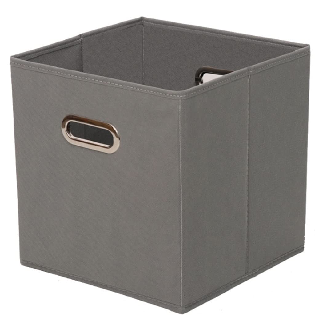 XWWDP Collapsible Cloth Cube Storage Box with Double Metal Handles - Foldable Organizer for Clothes, Toys & Wardrobe (Gray) | Perfect for Bedroom, Closet & Kids Room Organization