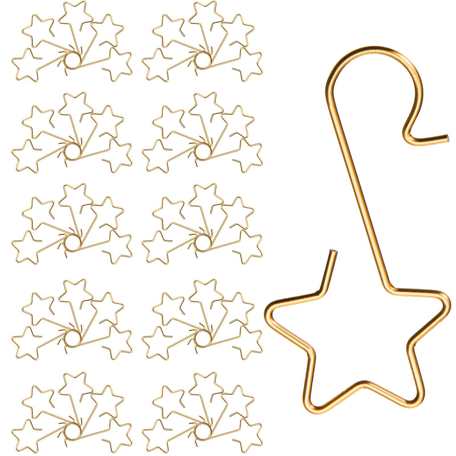 100-Piece Stainless Steel Star Shaped Christmas Ornament Hooks - Gold Xmas Tree Hangers for Holiday Decorations, Party Supplies & Festive Tree Decor | Perfect for Christmas Parties, Home Decor & Gift Wrapping