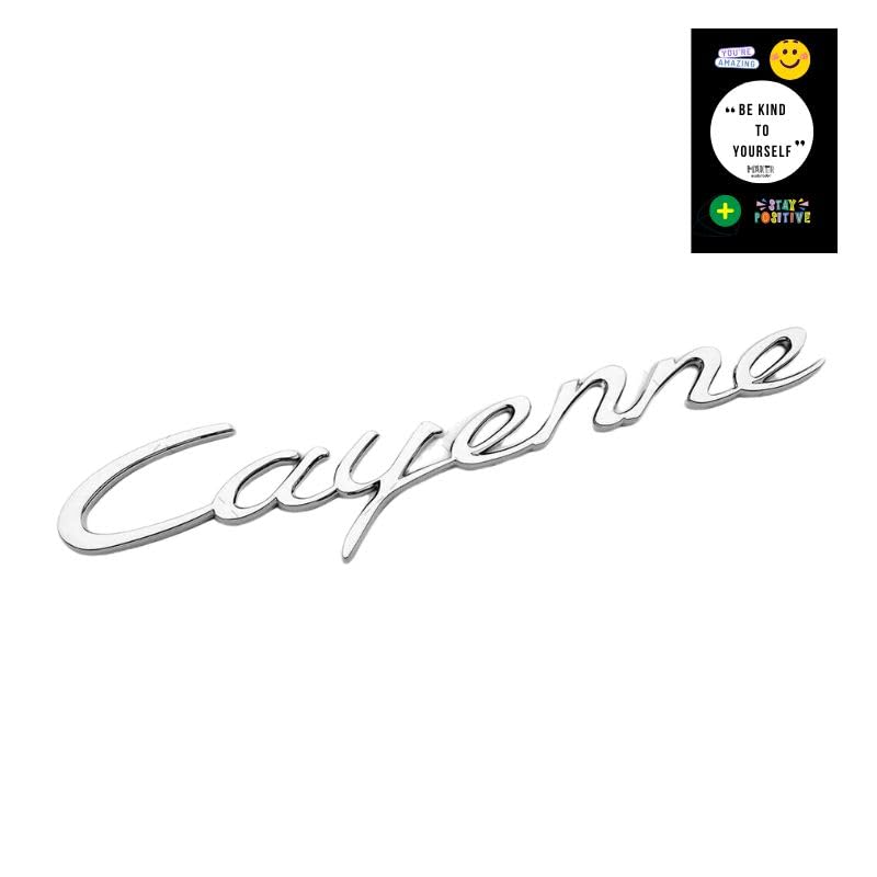 Premium Plastic Car Emblem - Chrome Rear Badge for Porsche Cayenne - Custom Lettering & Private Label Options - Perfect for Vehicle Customization & Branding