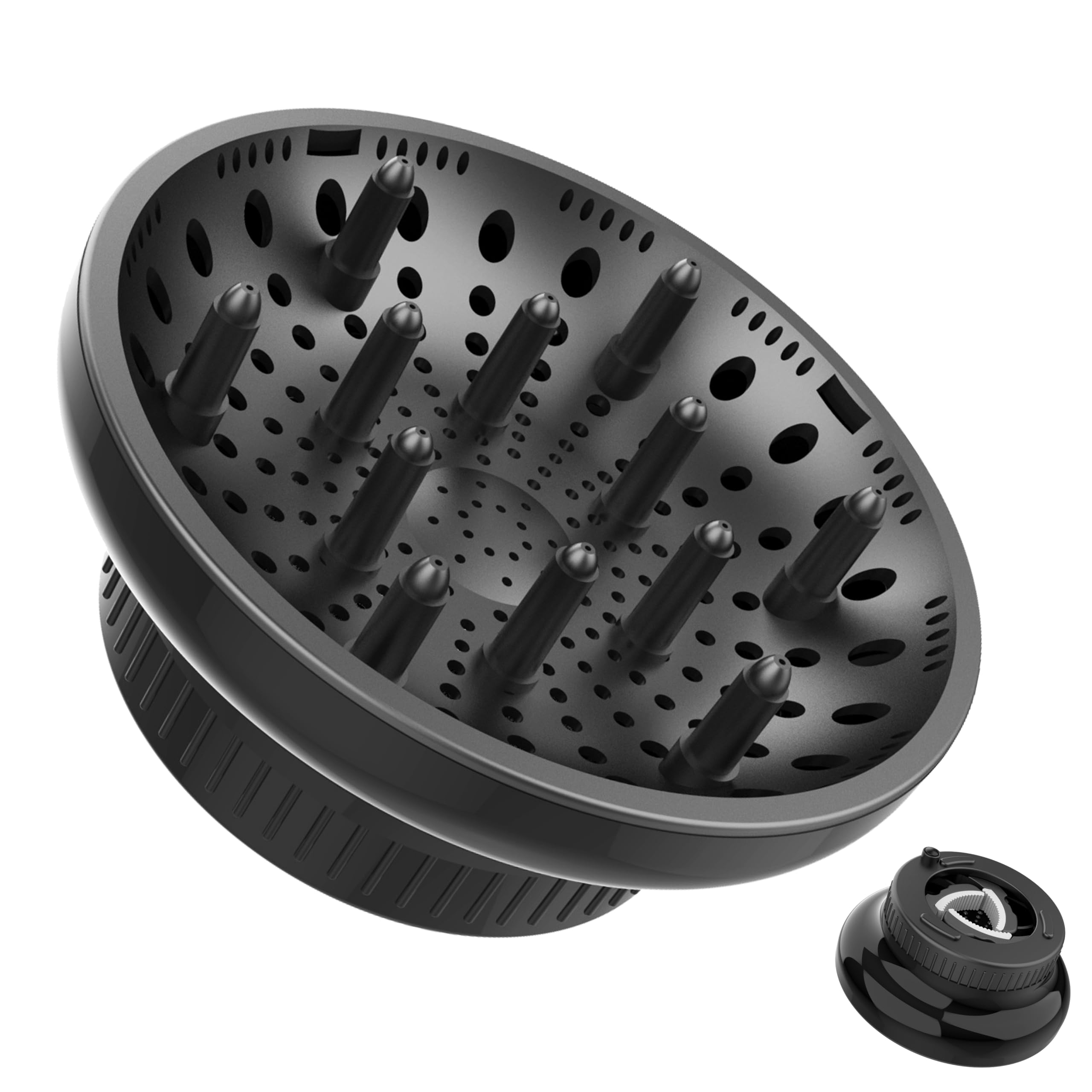 Universal Hair Dryer Diffuser Attachment for Curly & Wavy Hair - Volumizing Blow Dryer Diffuser for Frizz-Free Styling - Perfect for Home & Salon Use (Black)