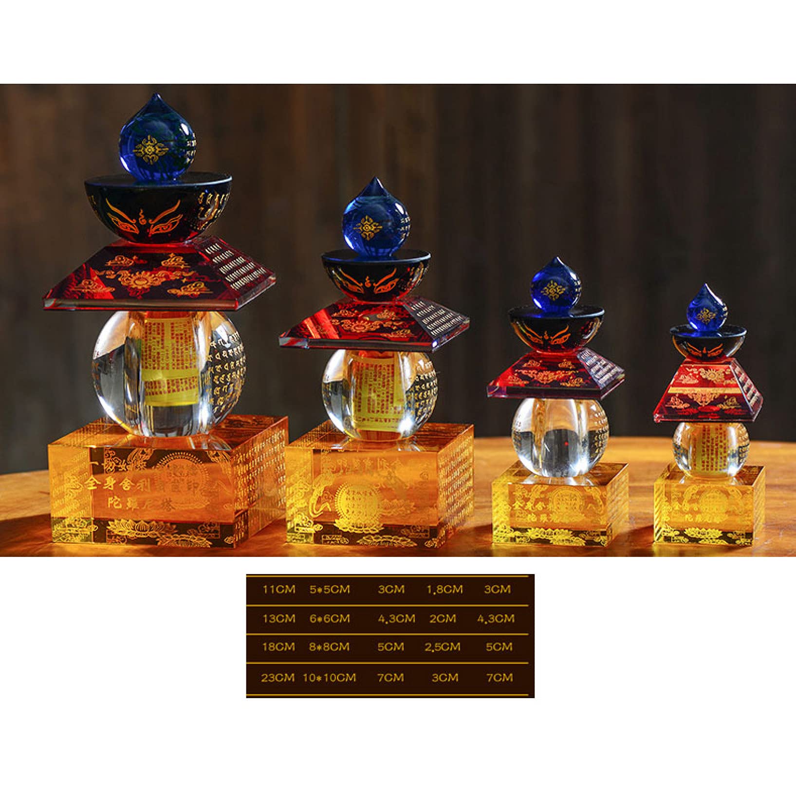 Handcrafted Crystal Pagoda Statue - Buddhist Stupa Ornament for Home Temple Decor, Feng Shui Lucky Charm | Perfect for Meditation Spaces, Altar Displays & Spiritual Gifts