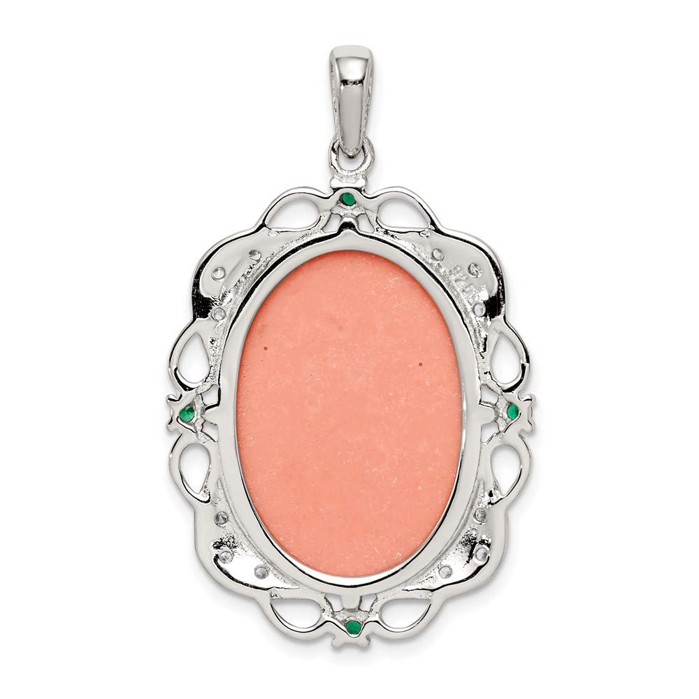 925 Sterling Silver Green & Clear Cubic Zirconia Cameo Pendant Necklace for Women - Elegant Fine Jewelry Gift for Her - Perfect for Anniversaries, Birthdays & Special Occasions