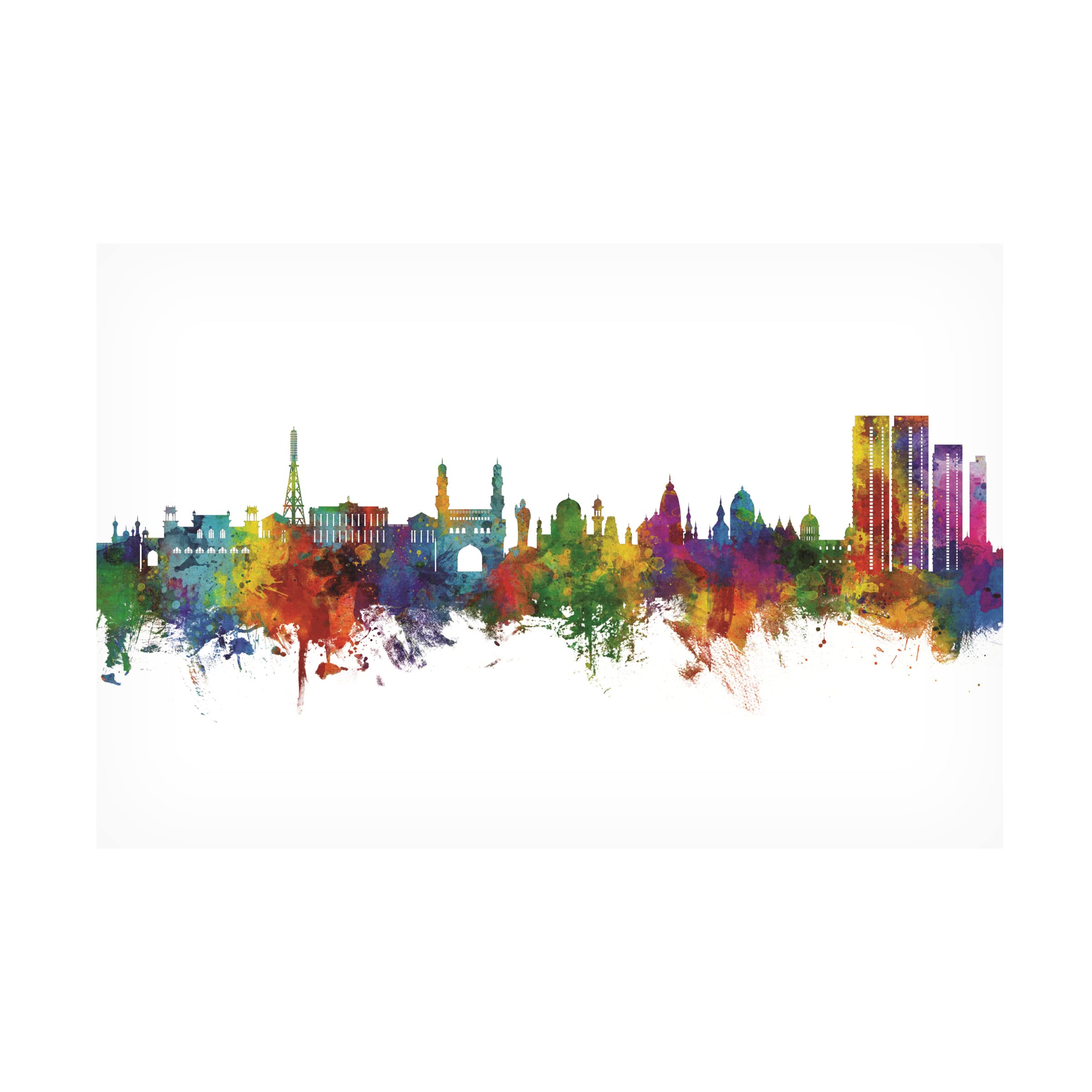 Michael Tompsett Hyderabad Skyline India Canvas Art Print - Modern Wall Decor for Living Room, Office & Bedroom - Premium Trademark Fine Art Collection