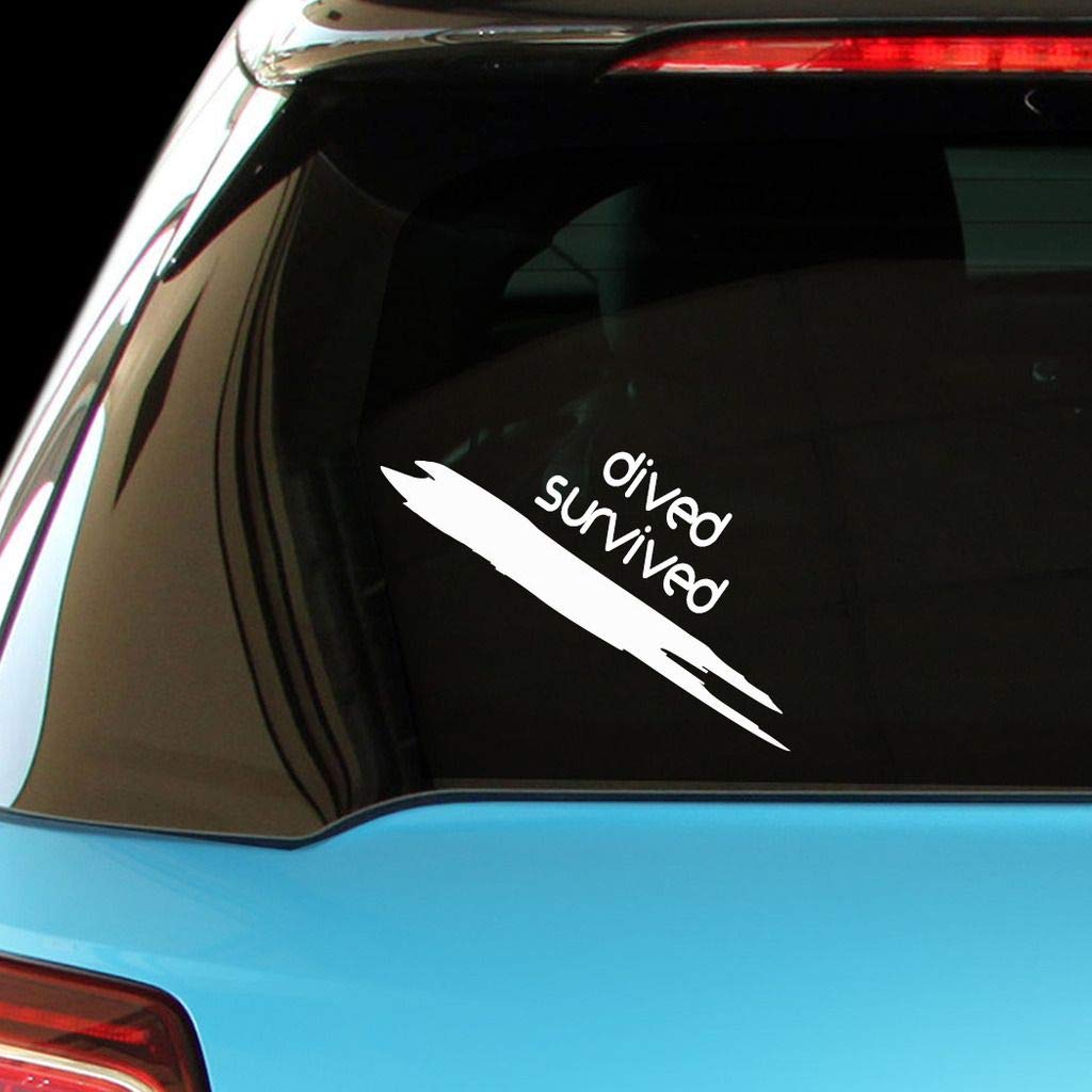DIVED Survived Scuba Diving Vinyl Decal Sticker for Car, Laptop, Wall - Waterproof & Durable for Outdoor Adventures & Travel Enthusiasts