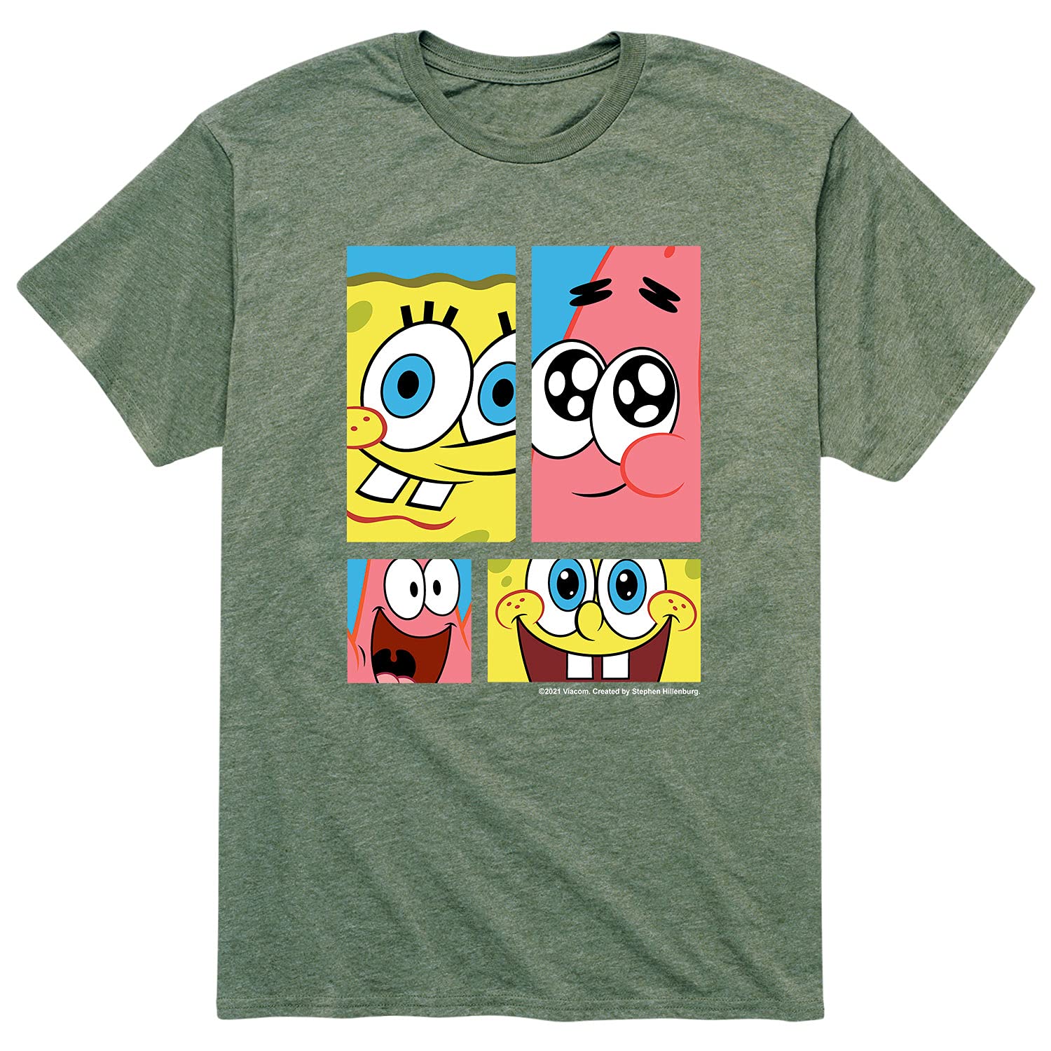 Spongebob Squarepants Men's Graphic T-Shirt - Short Sleeve Cotton Tee with Character Grid Design - Casual Wear for Fans & Cartoon Lovers - Perfect for Everyday Outfits, Parties & Gifts