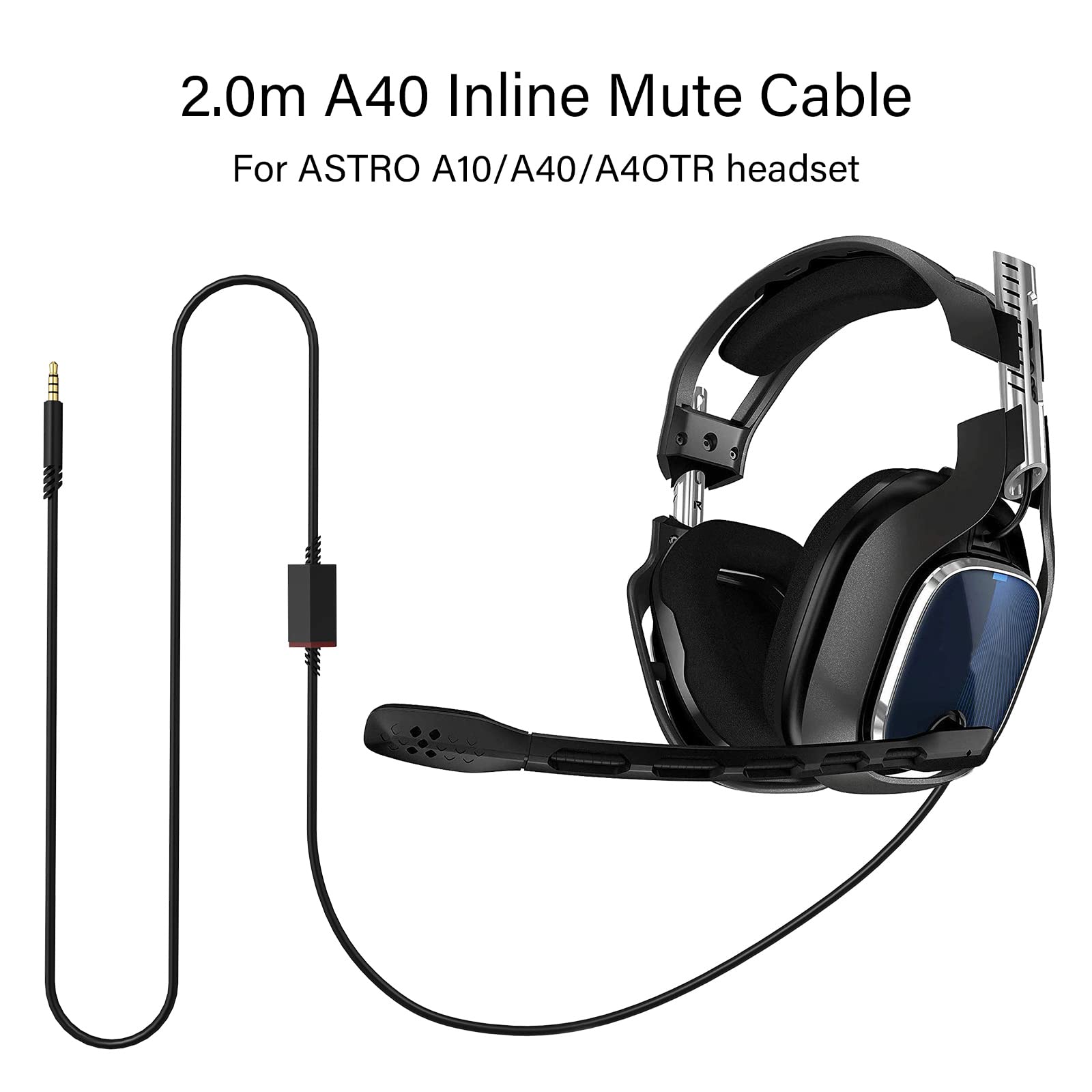 Replacement Cord for Astro A40 A30 A10 Gaming Headsets - 6ft Inline Mute Cable Compatible with PS5, PS4, Xbox One Controllers - Perfect for Gaming, Streaming & Voice Chat Sessions