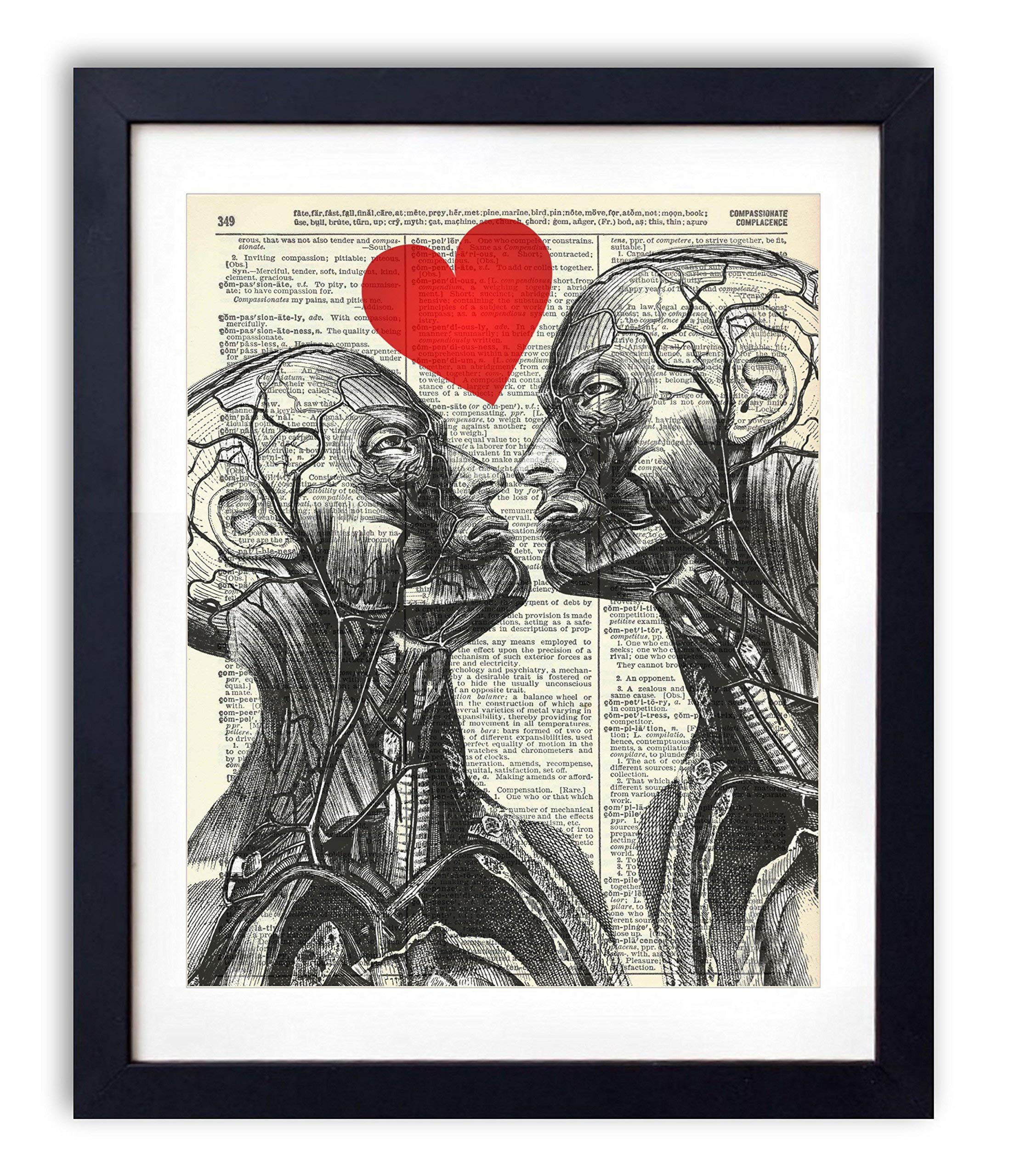 Vintage Human Anatomy Love Dictionary Art Print - 8x10 Inches Antique Medical Wall Art for Home & Doctor Office Decor - Ready to Frame - Perfect for Living Room, Clinic or Gift