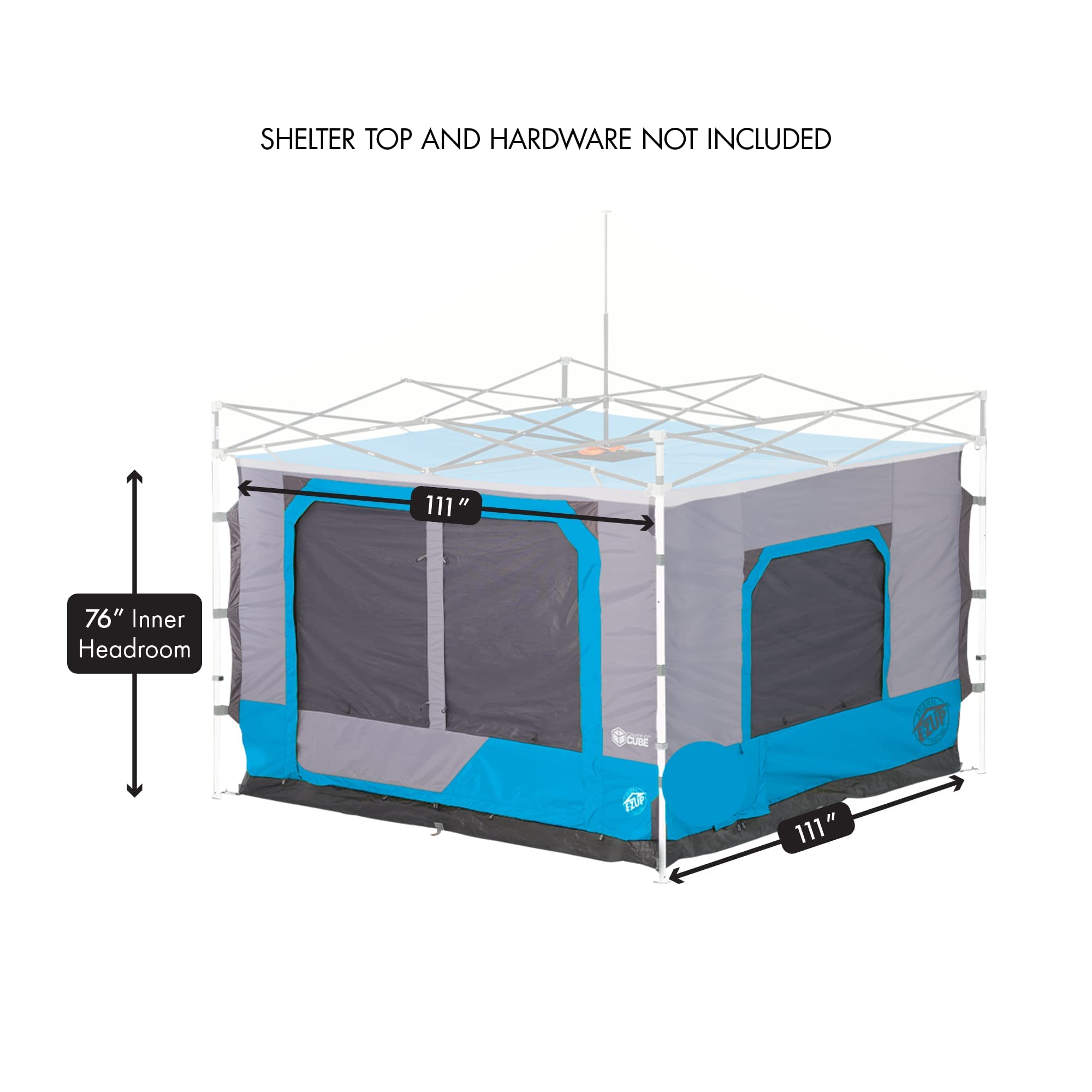 E-Z UP Camping Cube 6.4 – Convert 10' Straight Leg Canopy into Waterproof Camping Tent (Canopy/Shelter Not Included) – Perfect for Outdoor Camping, Beach Trips & Picnics