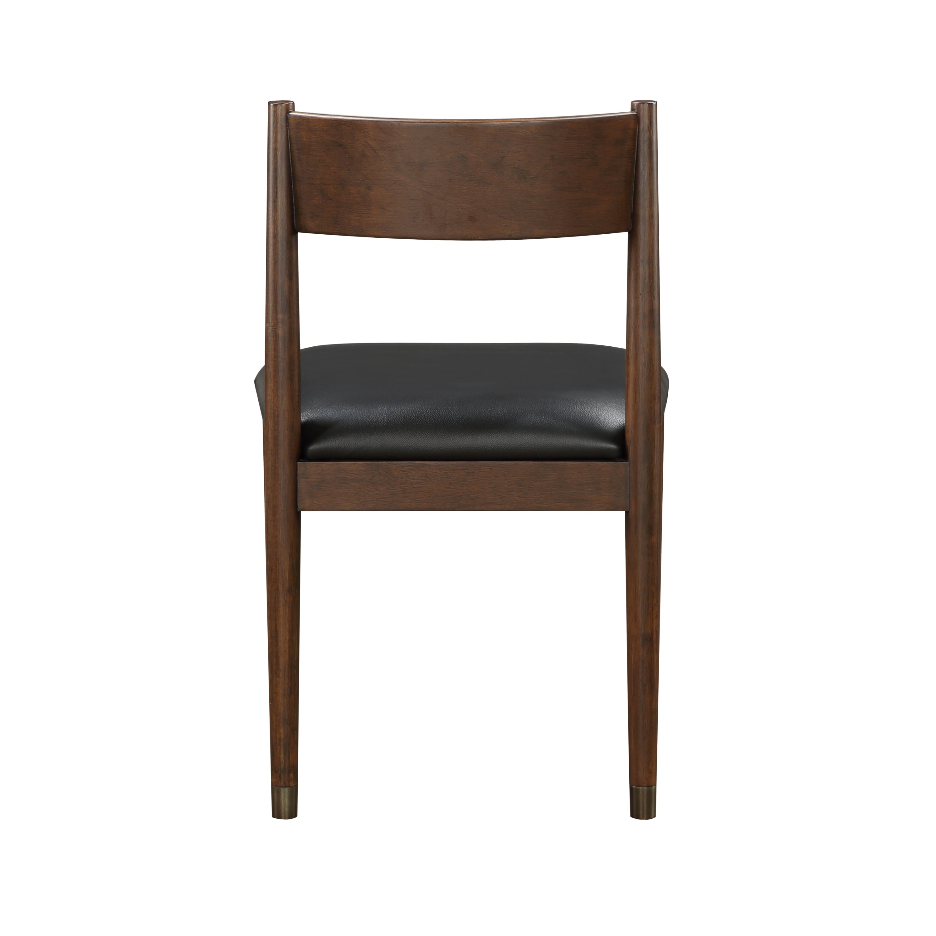 Set of 2 Black Leather Upholstered Side Chairs - Modern Contemporary Cherry Finish Wooden Dining Chairs for Home, Office & Restaurant Decor