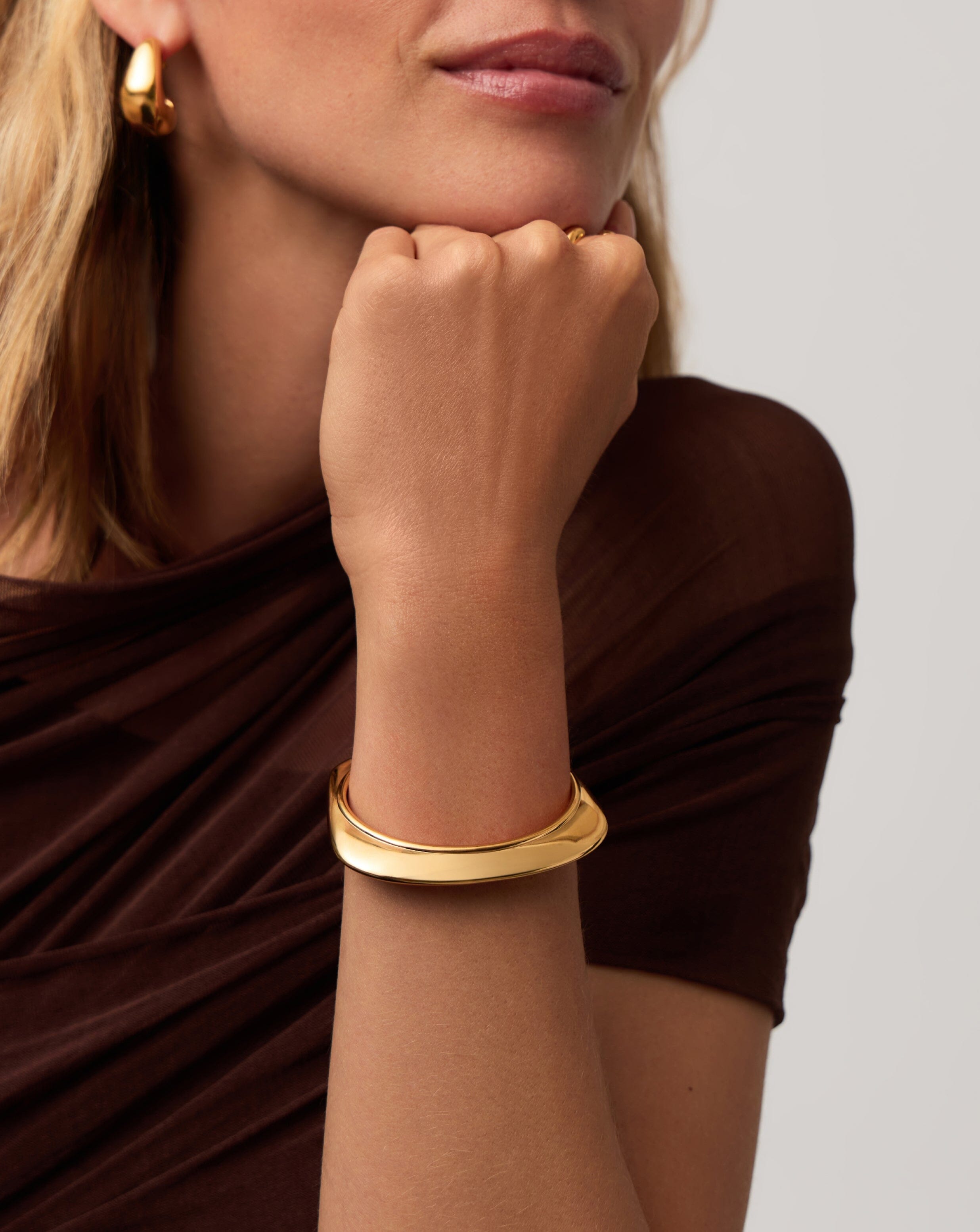 Hera Dome Statement Cuff Bracelet - 18k Gold Plated Elegant Jewelry for Women | Perfect for Parties, Weddings & Special Occasions