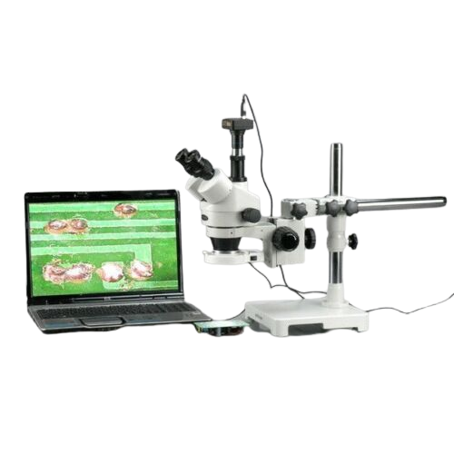 Amscope SM 3TZ 54S Trinocular Zoom Stereo Microscope 3.5X-90X Magnification with 54 LED Ring Light & Boom Stand - Ideal for Jewelry Making, Electronics Repair, and Scientific Research