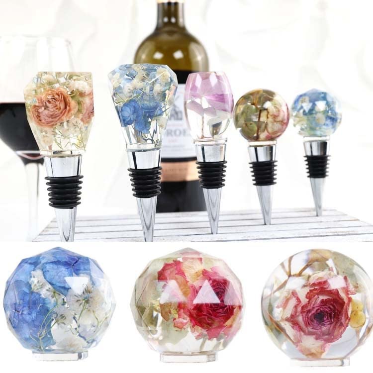 5 Pcs Crystal Gem Shape Resin Molds for DIY Epoxy Casting - Wine Bottle Stopper Molds & Home Decoration Crafts - Perfect for Jewelry Making, Candle Holders, and Unique Gift Ideas